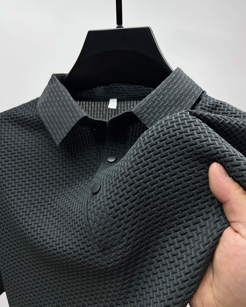 High-end ice silk elastic Polo shirt New summer T-shirt trend Breathable men's clothing Business short sleeve luxury top - Overture Gifts