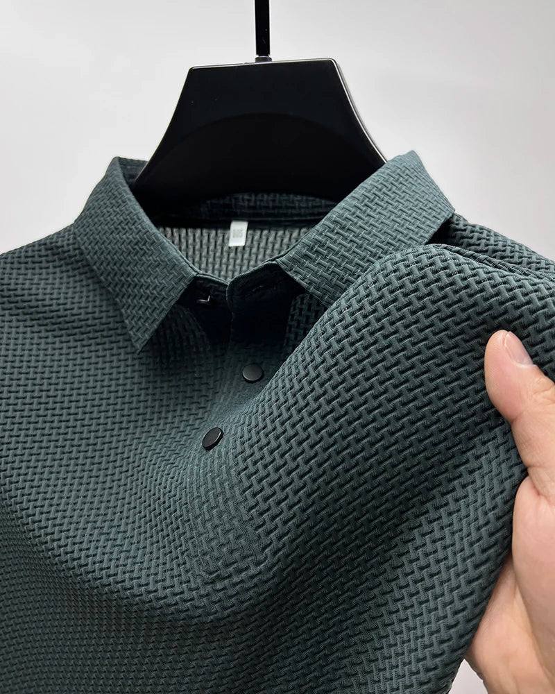 High-end ice silk elastic Polo shirt New summer T-shirt trend Breathable men's clothing Business short sleeve luxury top - Overture Gifts