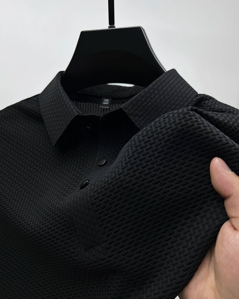 High-end ice silk elastic Polo shirt New summer T-shirt trend Breathable men's clothing Business short sleeve luxury top - Overture Gifts