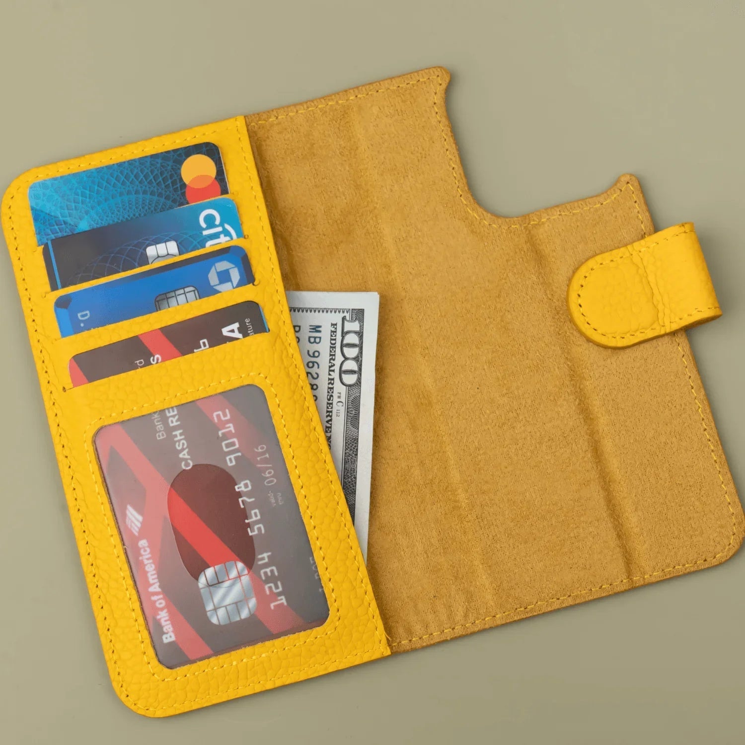 iPhone 16 Series Yellow Leather Wallet Case - New York