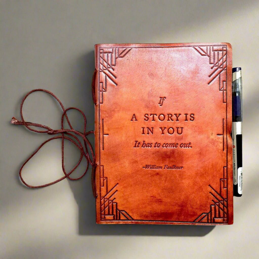 "If A Story" Handmade Leather Journal - Overture Gifts