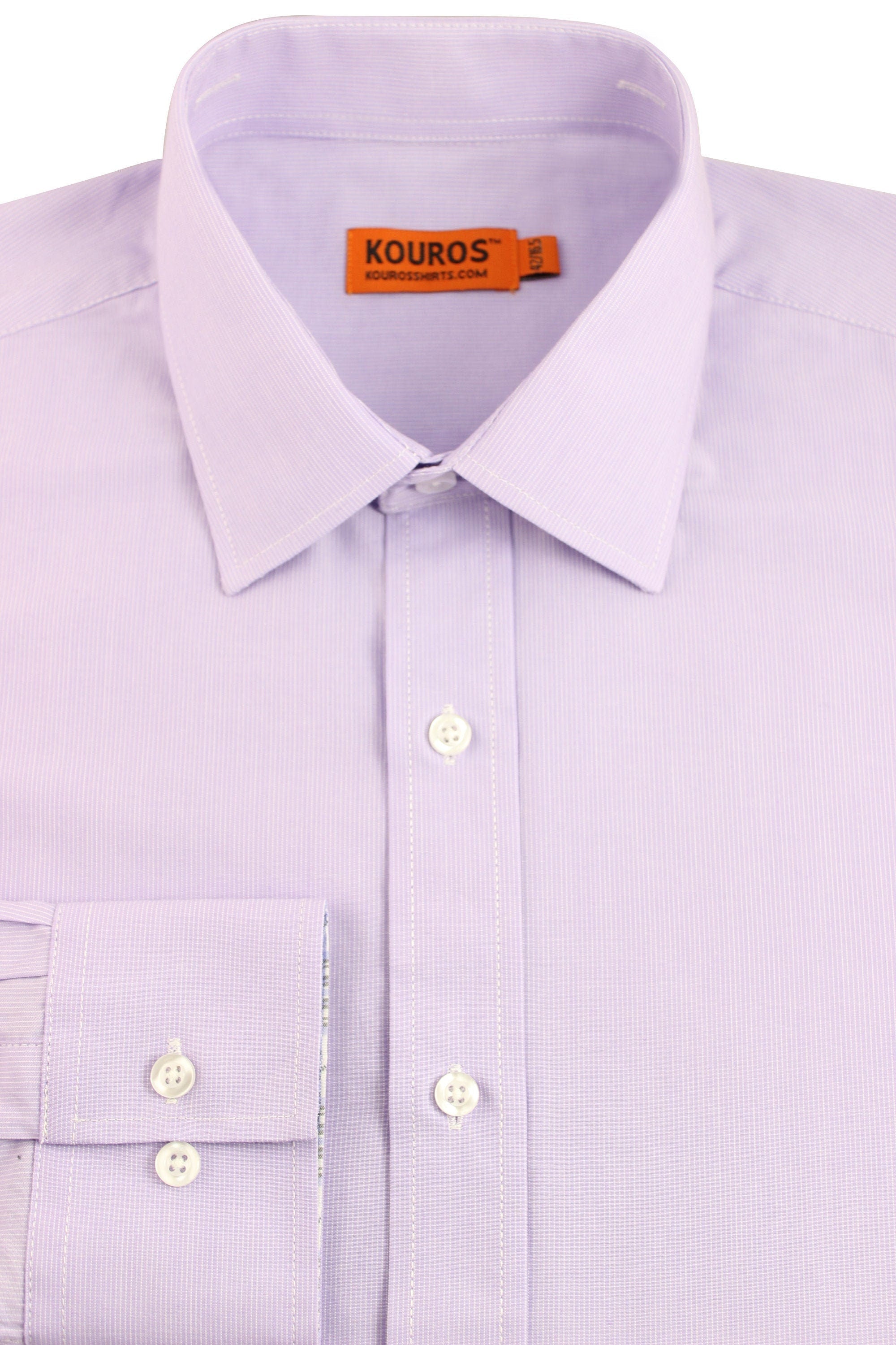 Men's Slim Fit Lavender Dress Shirt: Modern Cotton with Collar Cover