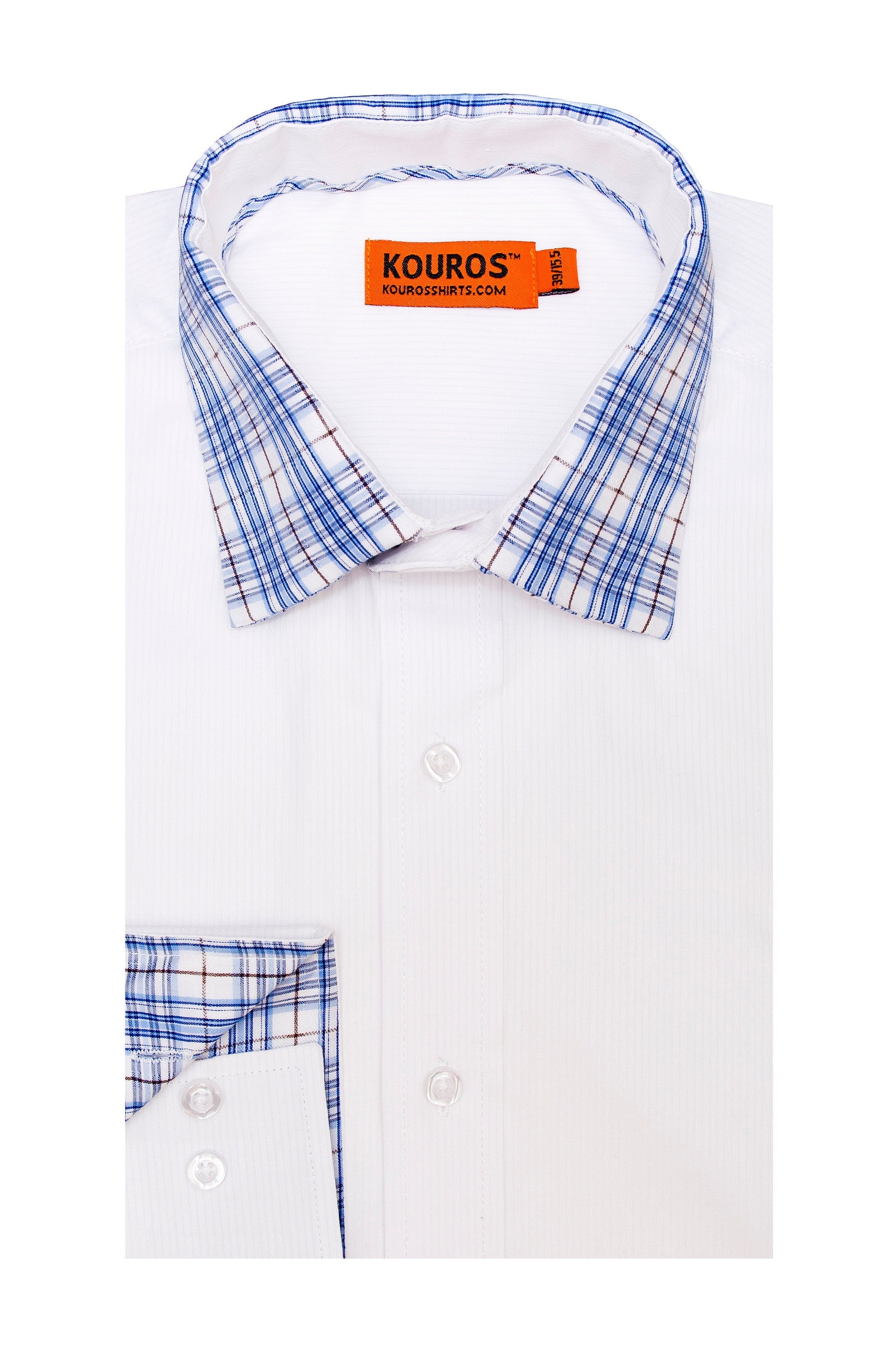 Men's White Cotton Slim Fit Dress Shirt with Collar Cover
