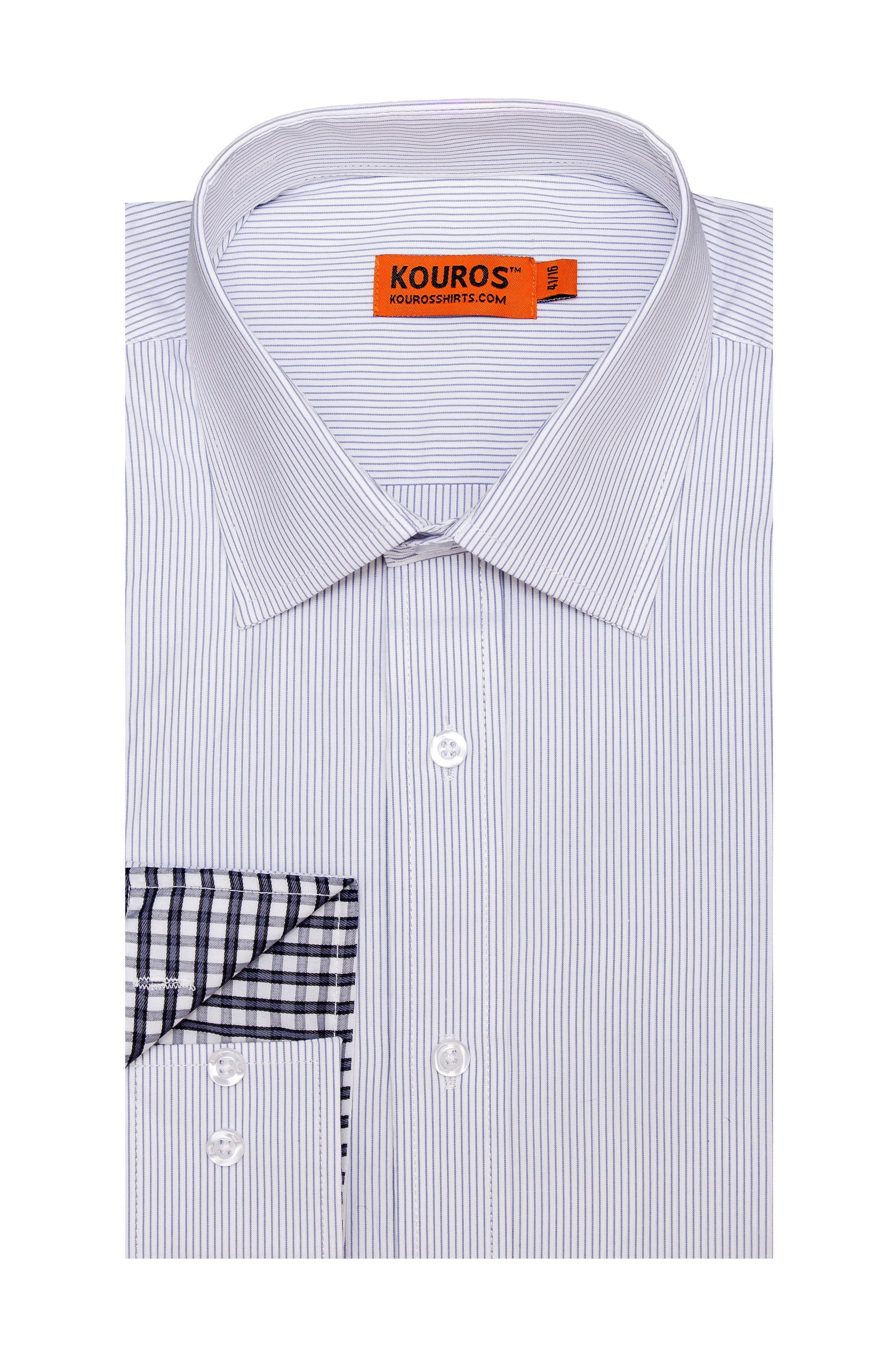 Men's Slim Fit Cotton Dress Shirt - Semi-Spread Collar