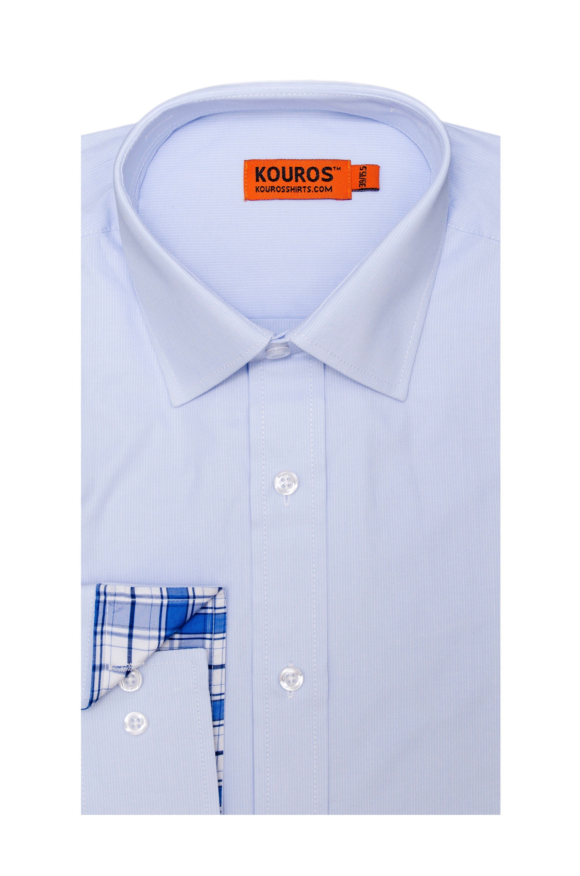 Men's Slim Fit Light Blue Cotton Dress Shirt