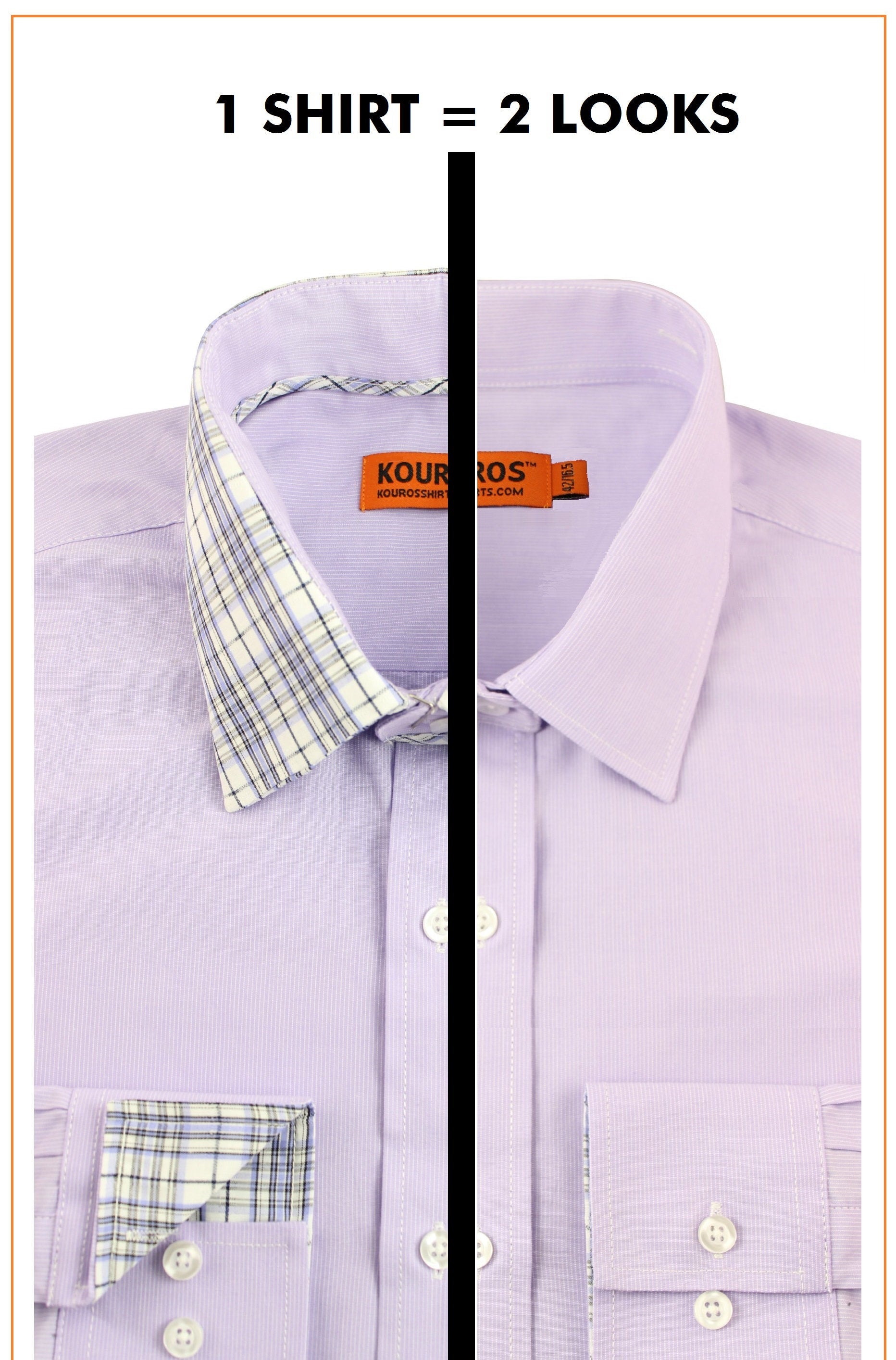 Men's Slim Fit Lavender Dress Shirt: Modern Cotton with Collar Cover