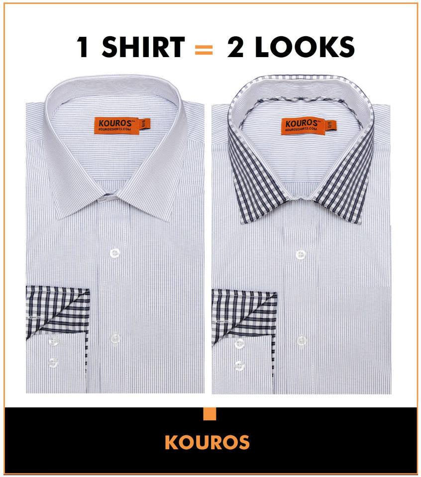 Men's Slim Fit Cotton Dress Shirt - Semi-Spread Collar