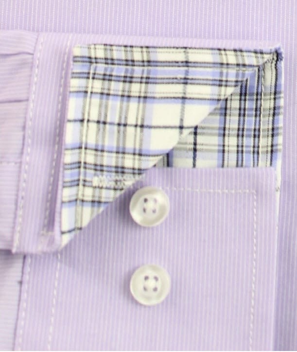 Men's Slim Fit Lavender Dress Shirt: Modern Cotton with Collar Cover