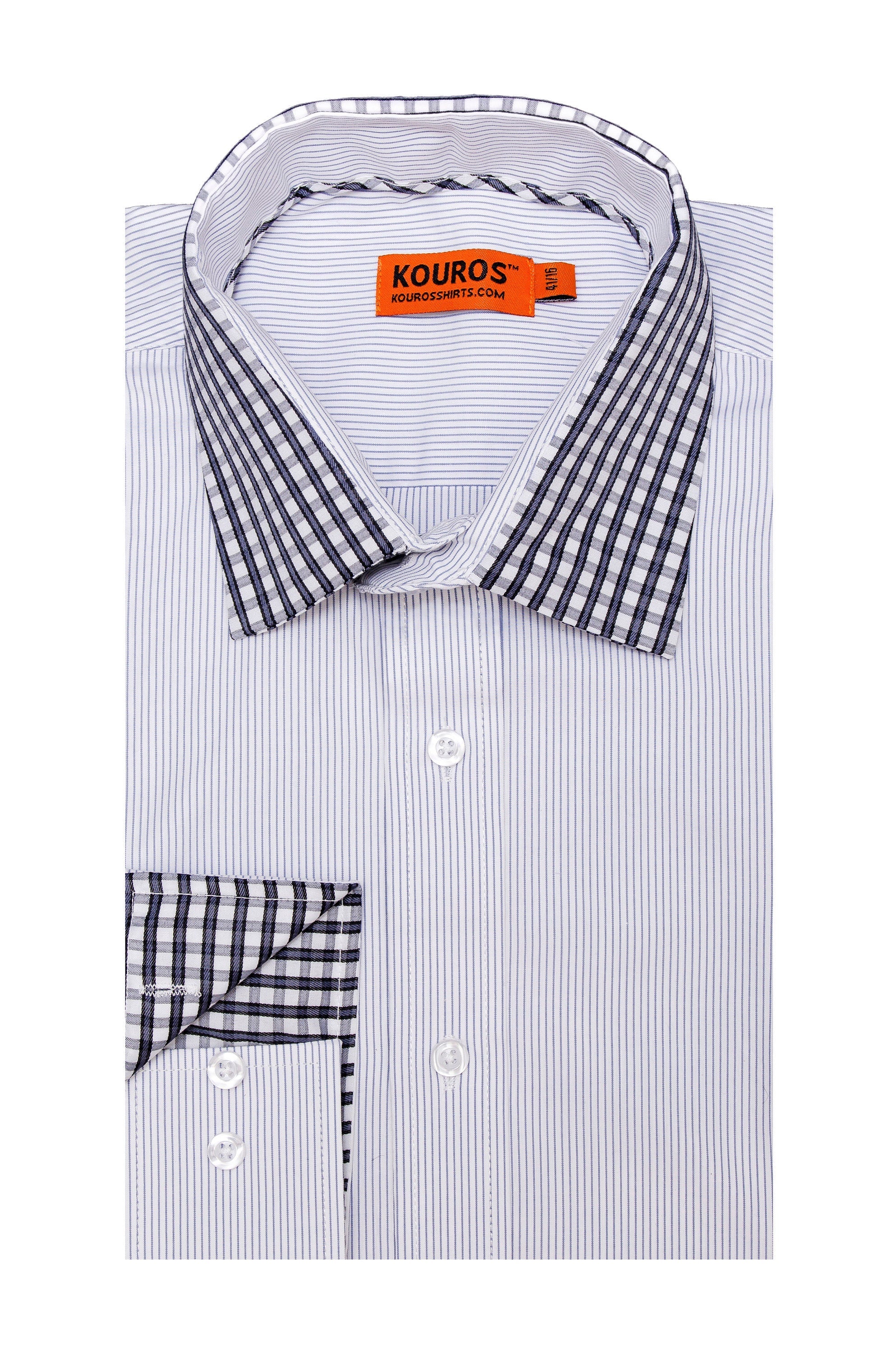 Men's Slim Fit Cotton Dress Shirt - Semi-Spread Collar