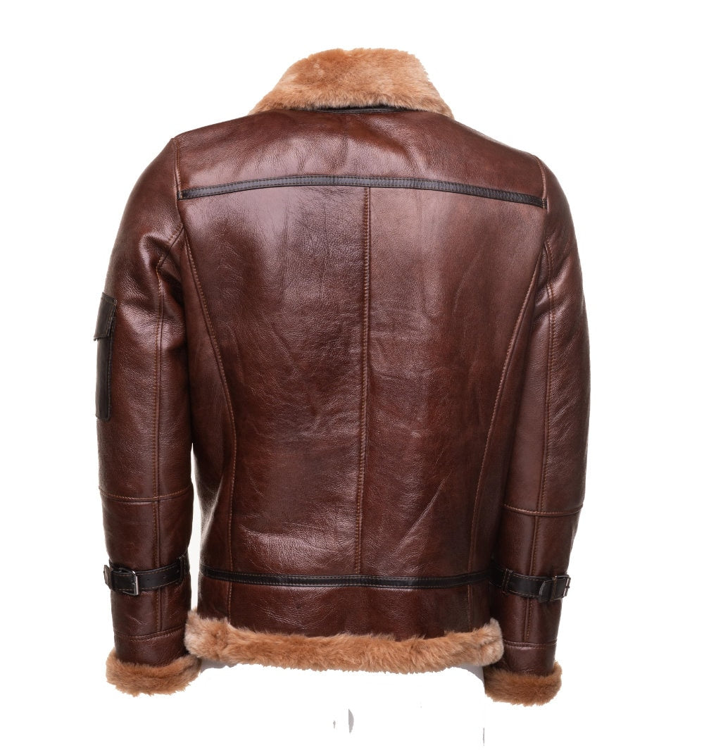 The Esa Bomber — Handcrafted Leather & Faux Shearling Jacket