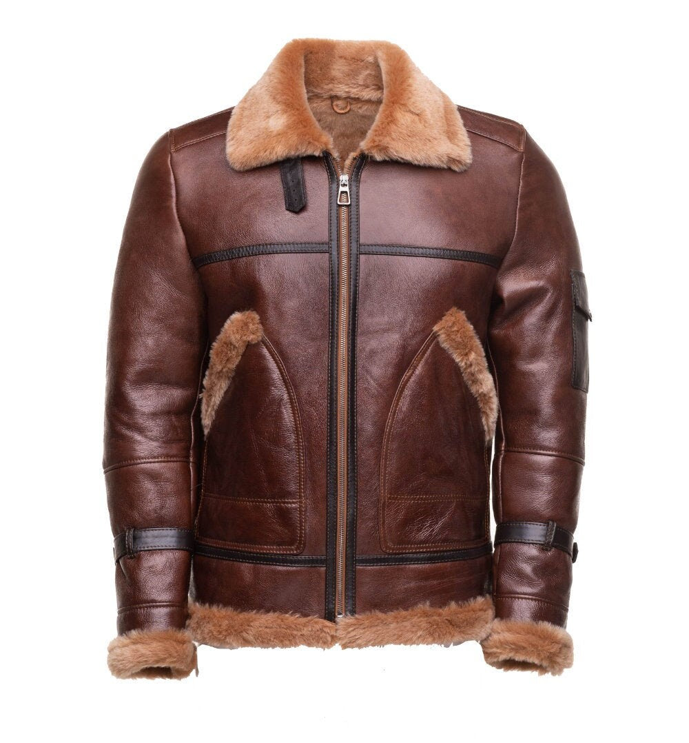 The Esa Bomber — Handcrafted Leather & Faux Shearling Jacket
