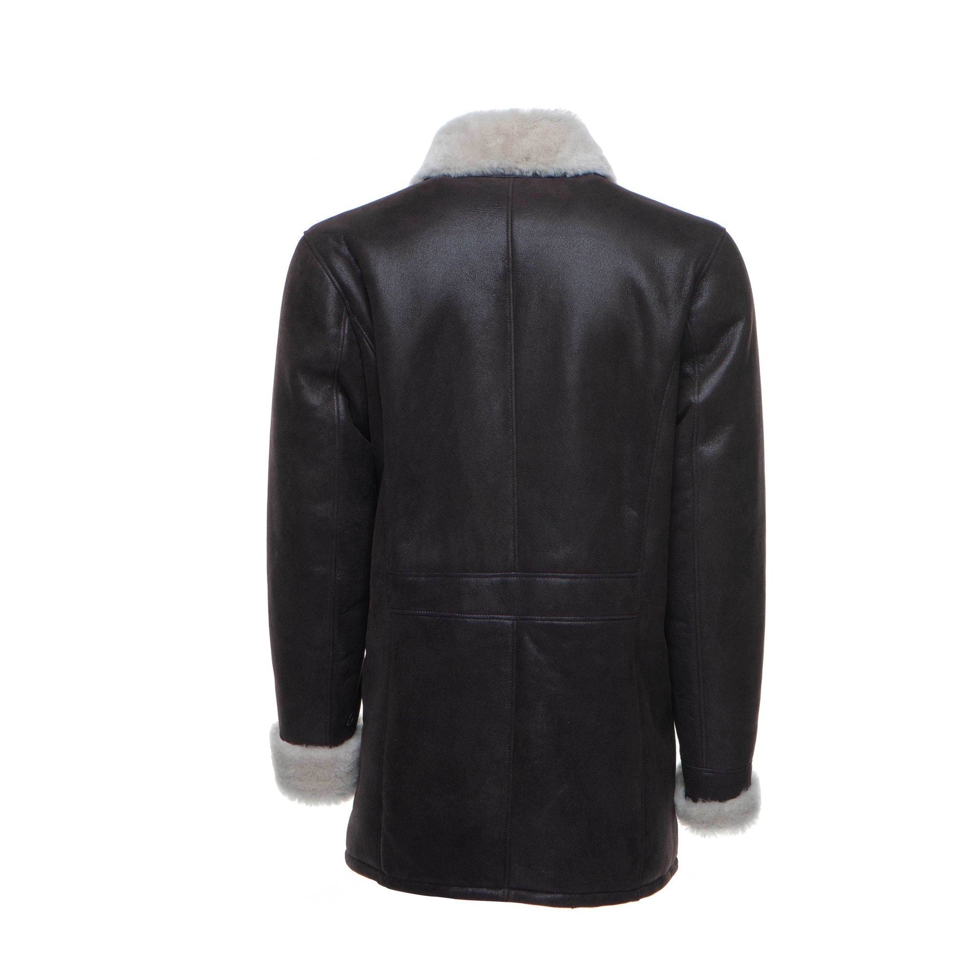 Handmade Jozef's 3/4 Length Brown Shearling Buttoned Coat