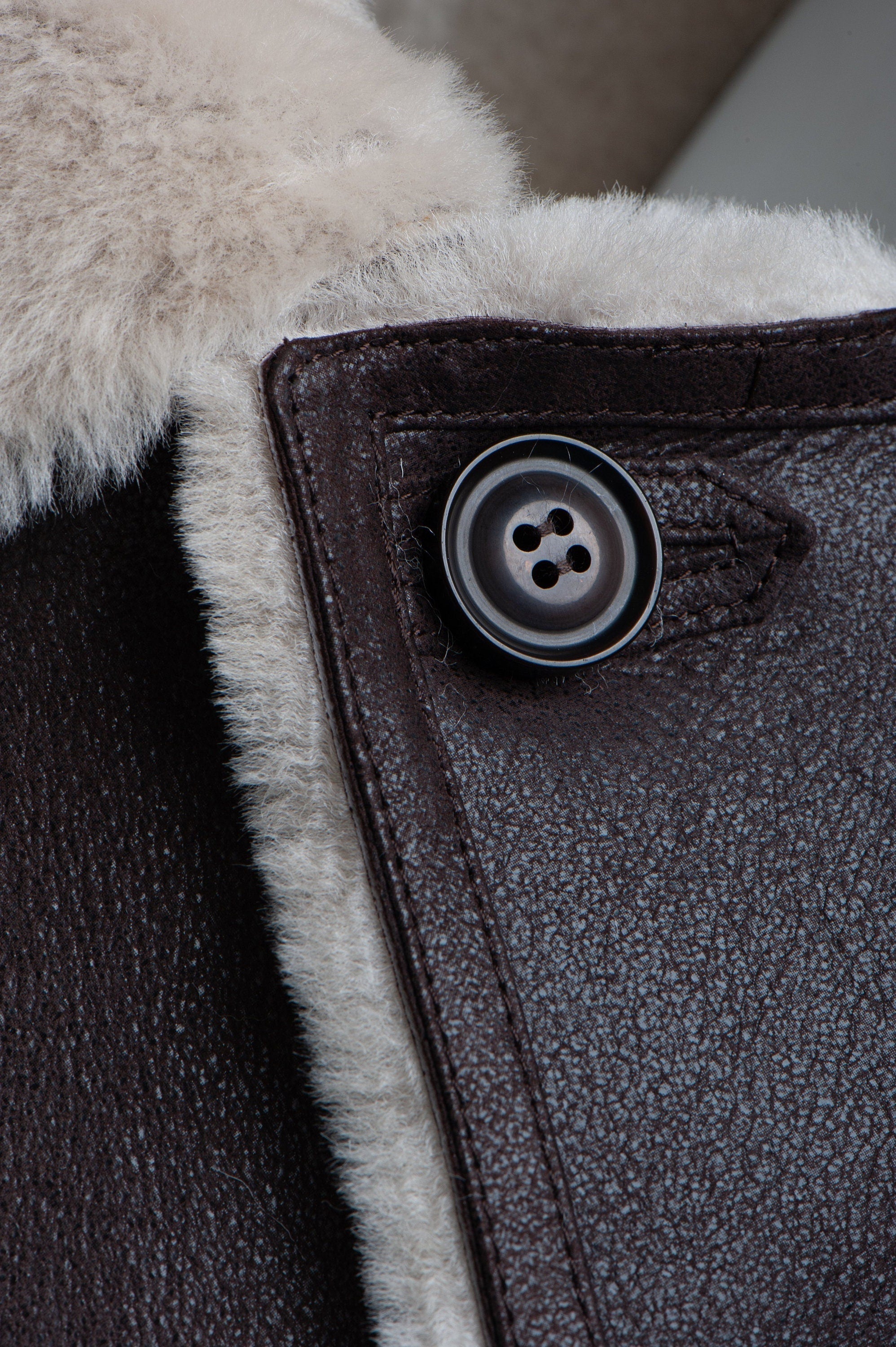 Handmade Jozef's 3/4 Length Brown Shearling Buttoned Coat