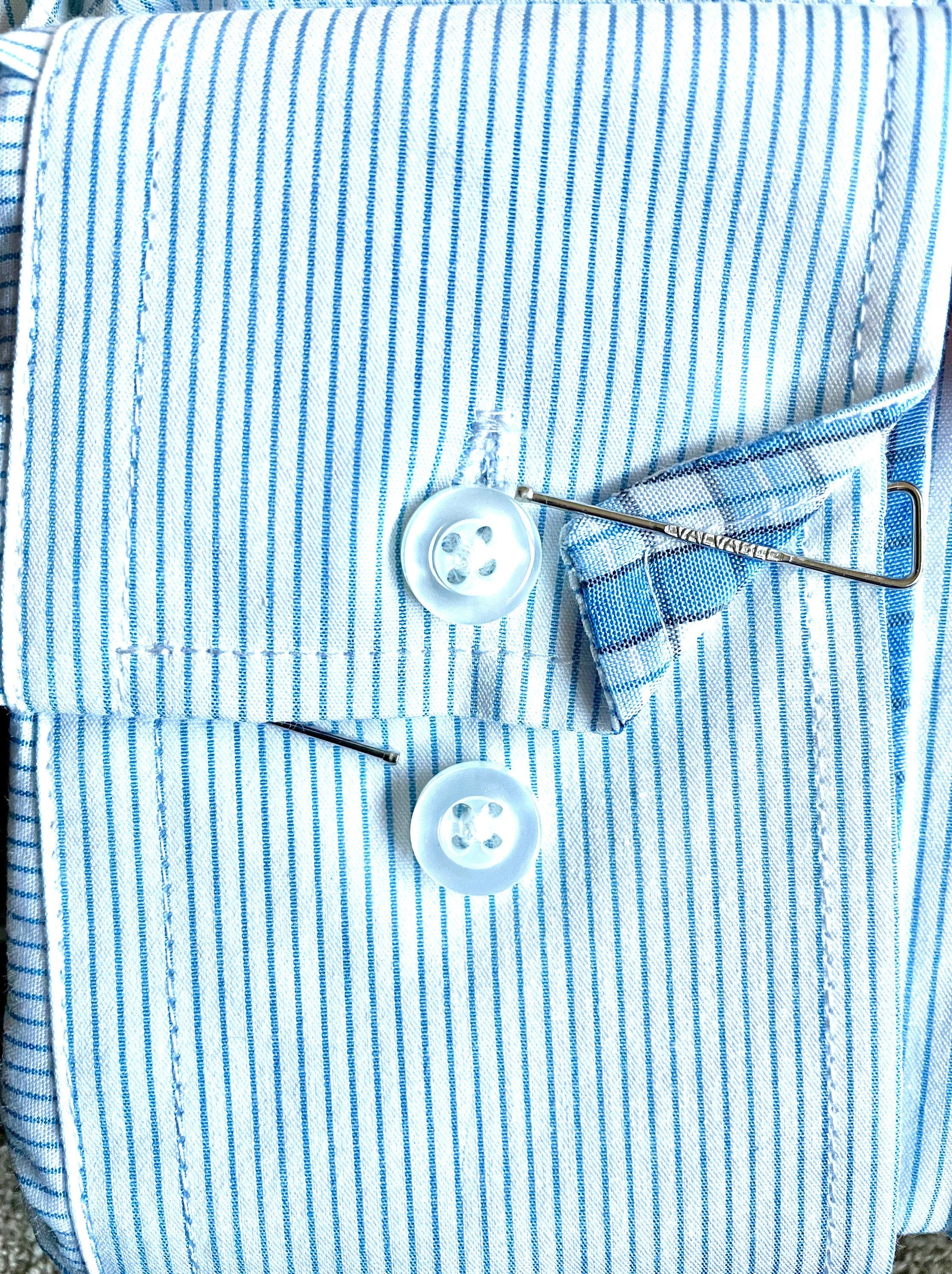 Men's Slim Fit Light Blue Striped Cotton Dress Shirt