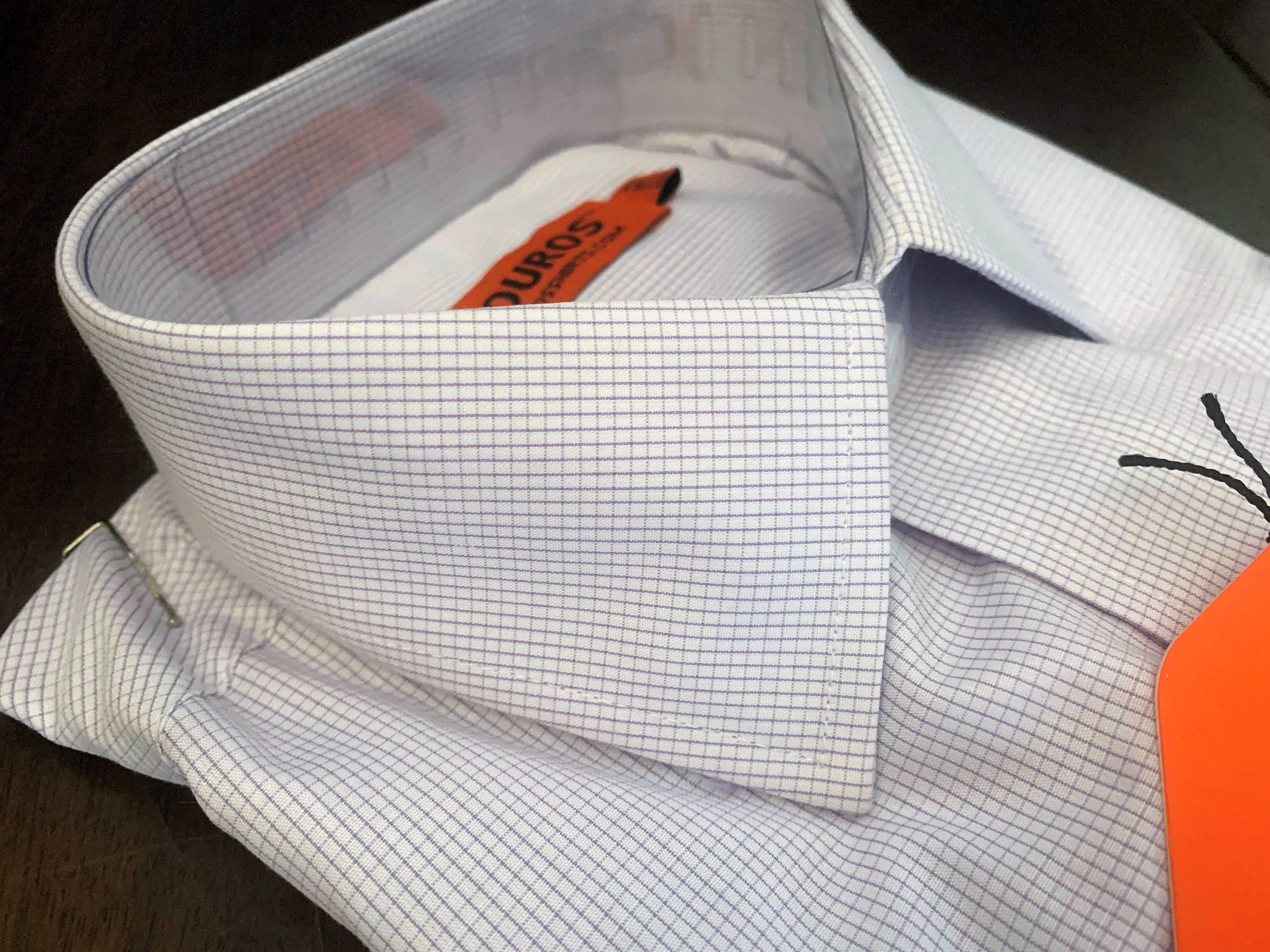 Men's Slim Fit Dress Shirt: Lavender Square Pattern, 100% Cotton
