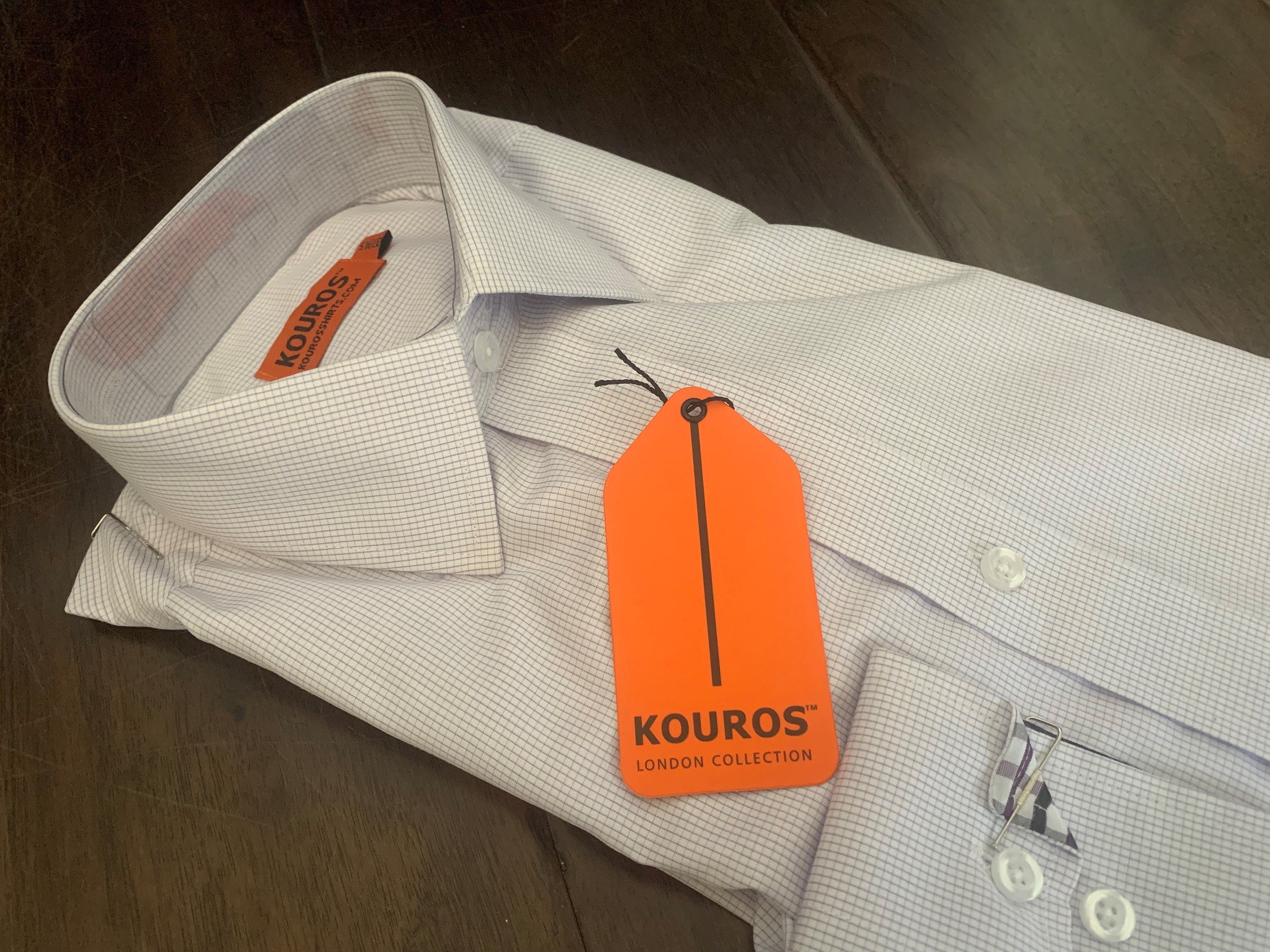 Men's Slim Fit Dress Shirt: Lavender Square Pattern, 100% Cotton