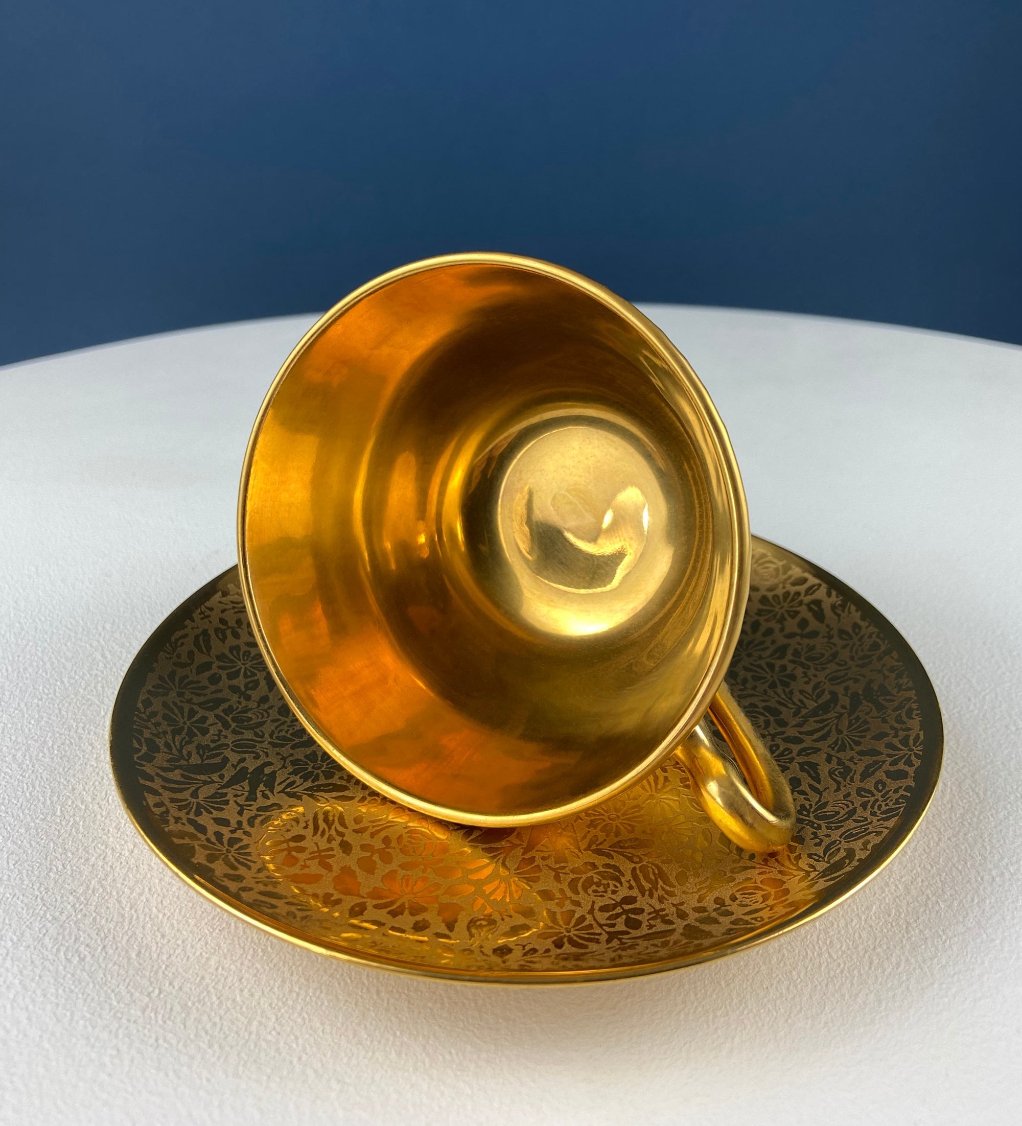 Gold Cup and Saucer with Red Plate: Wheeling Germany, Omeco Czechoslovakia Tea Set