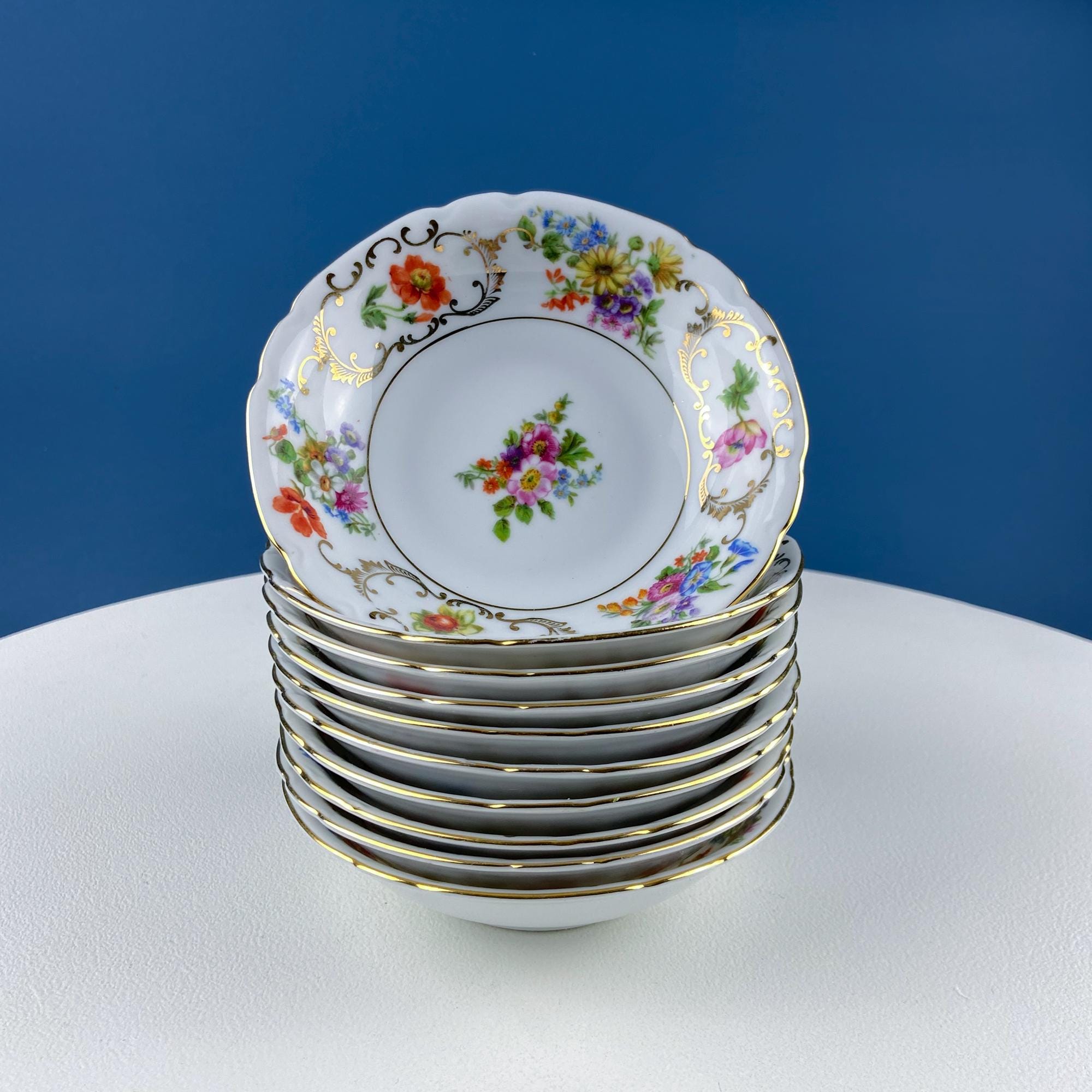 Antique Victoria Czechoslovakia 56 Piece Dish Set. Floral Motif. French Country Living. Dining Room Table Decor. Gift for Him Her.