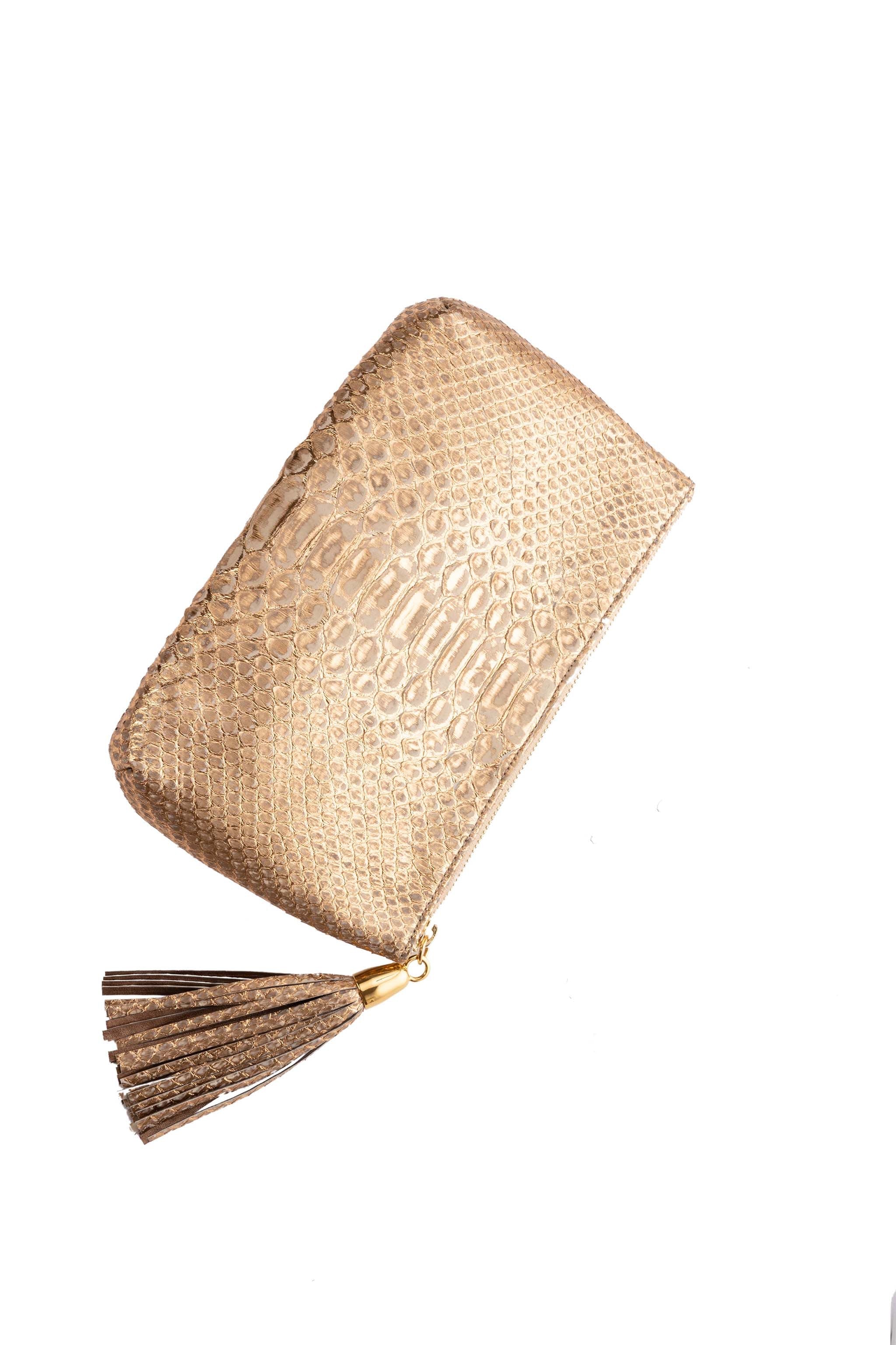 Cream/Gold PythonClutch