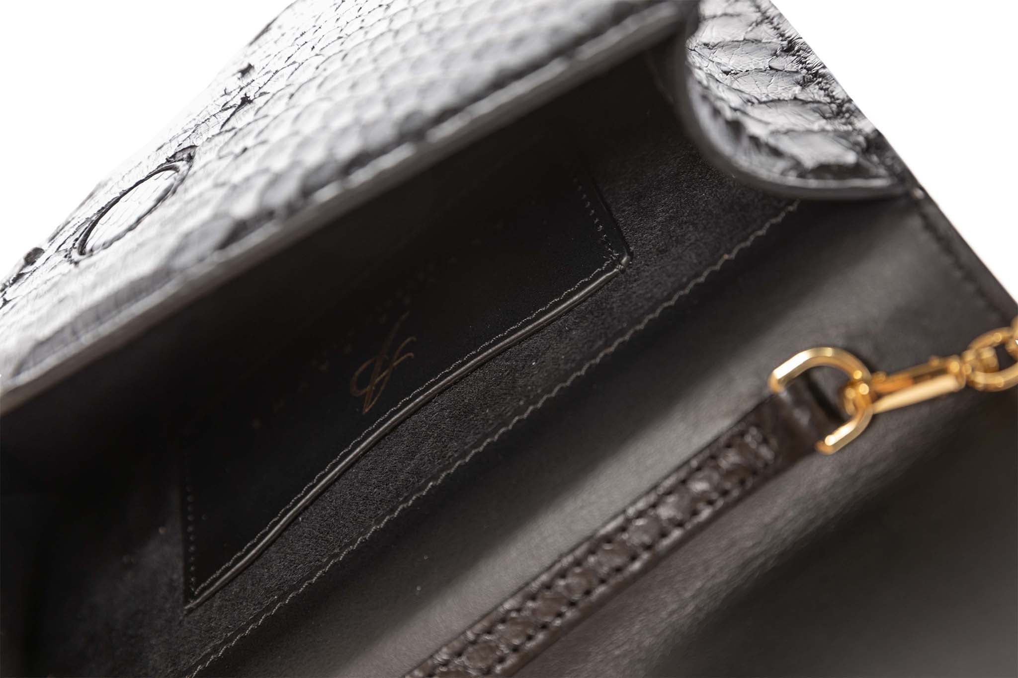 Classic Black Python Clutch