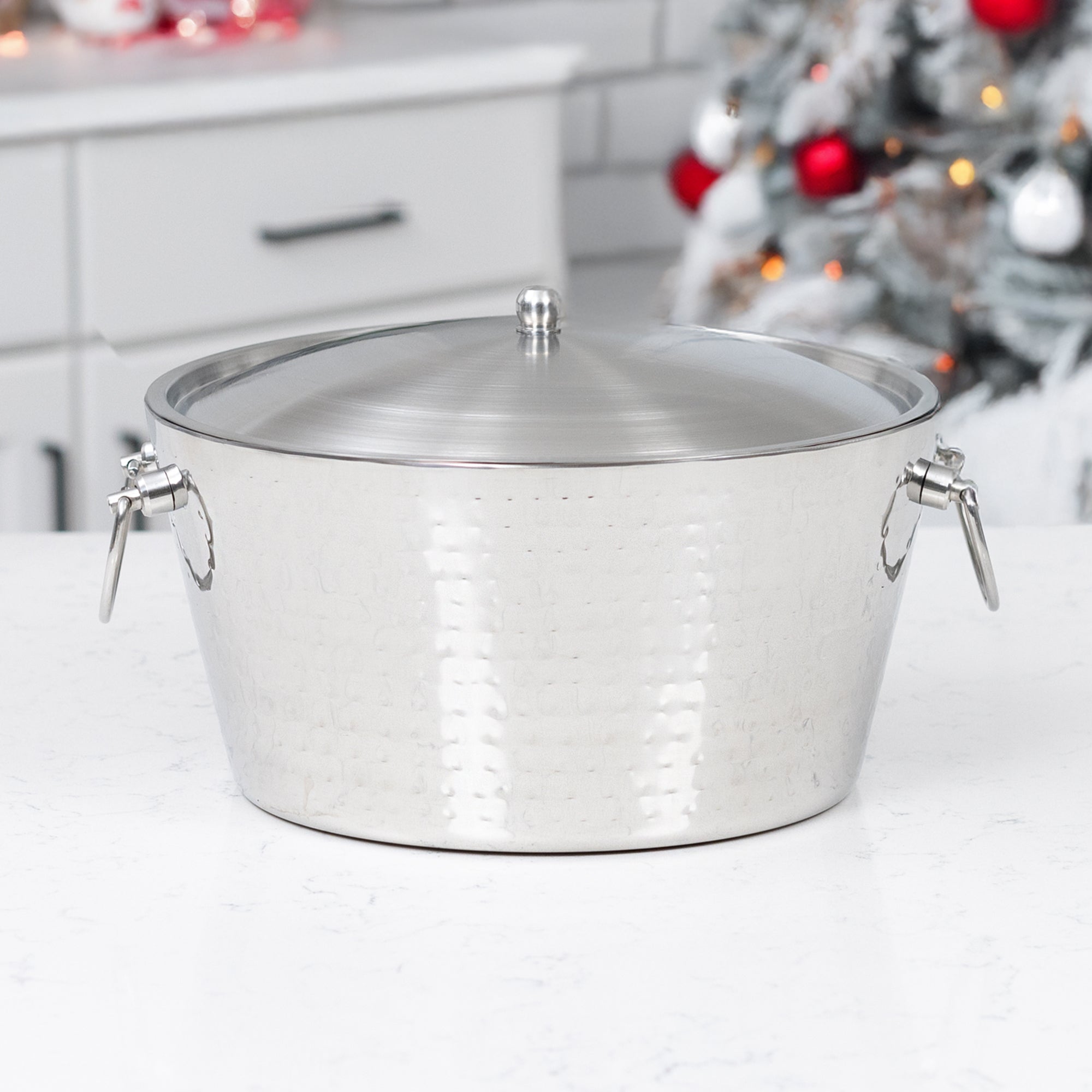 Anchored Large 3 Gallon Ice Bucket with Lid for Parties - Insulated Stainless Steel | BREKX