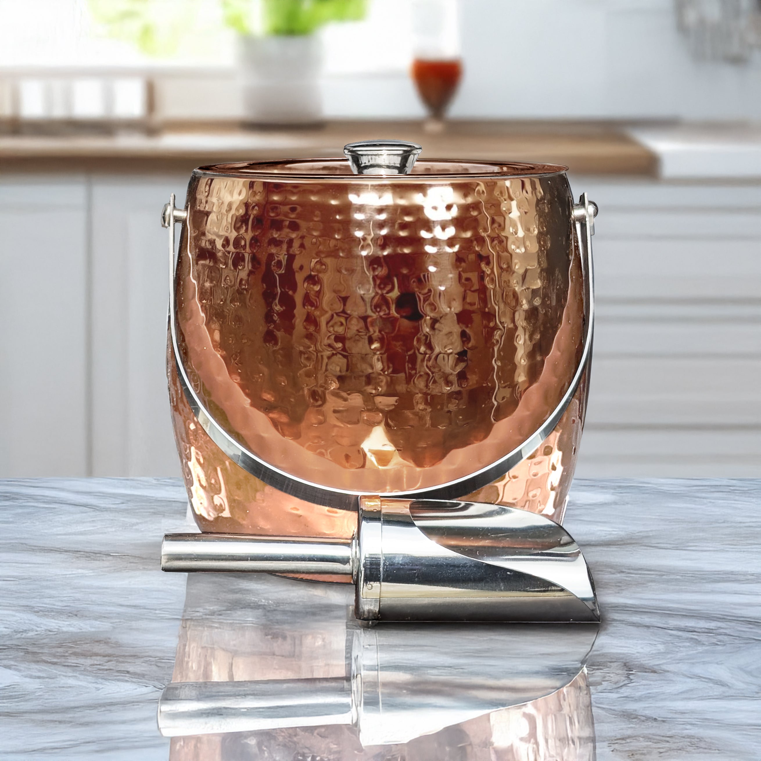 Iceberg Double-Walled Stainless Steel Ice Bucket with Lid & Scoop – 3 Qt, Rose Copper | BREKX