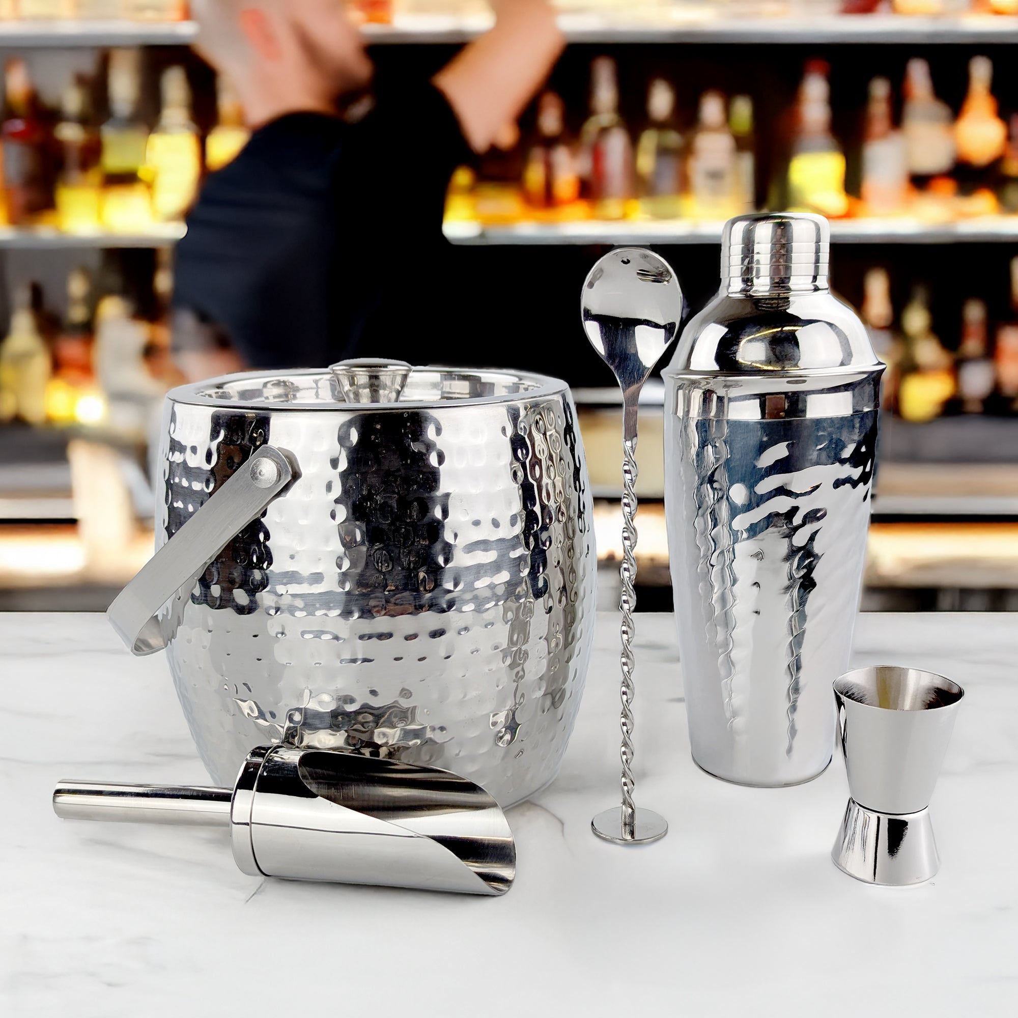 Iceberg Stainless Steel Ice Bucket & Cocktail Bar Tool Set – 3 Qt | BREKX