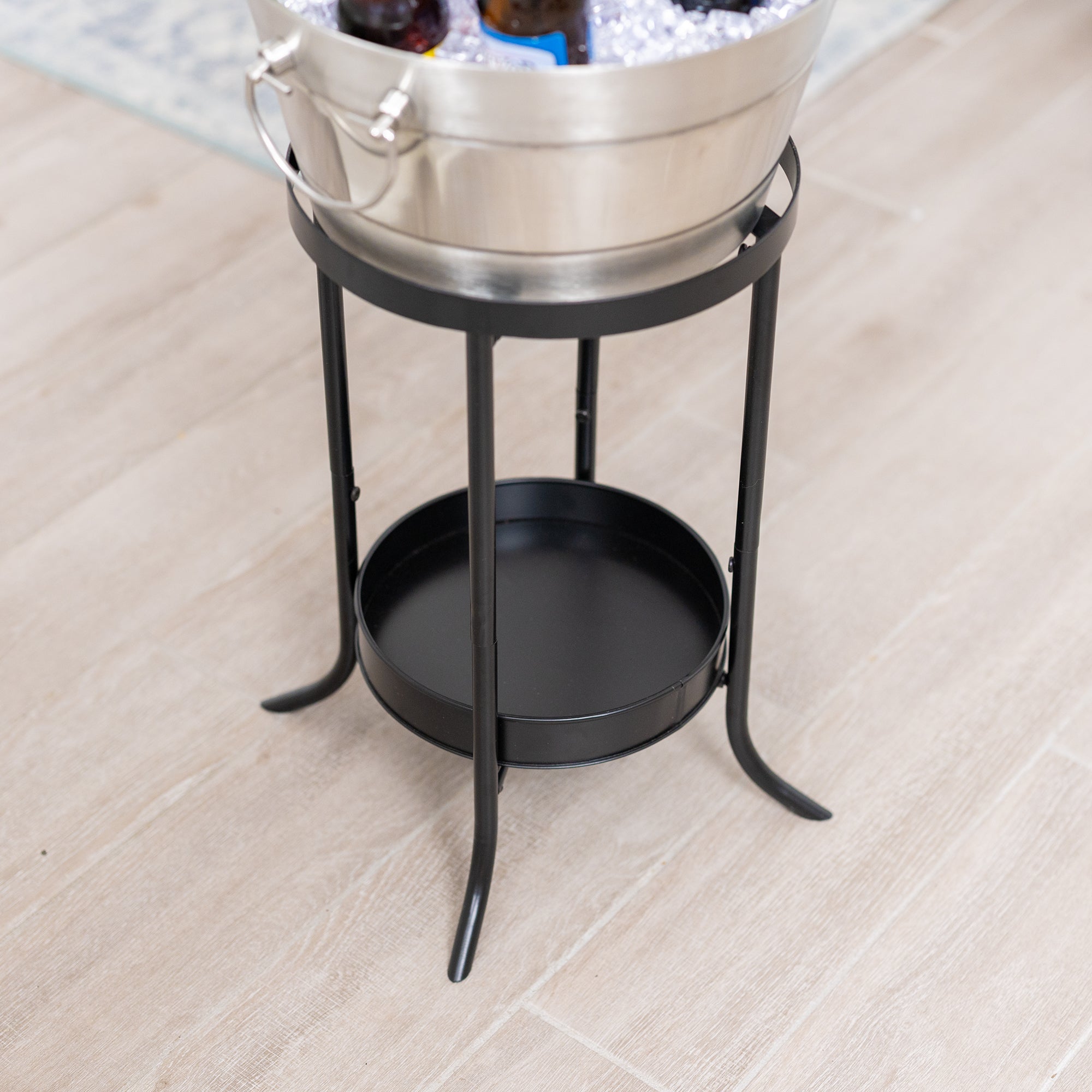 BREKX Anchored Ribbed Insulated Stainless Steel Beverage Tub with Stand | 12-Quart Drink Chiller