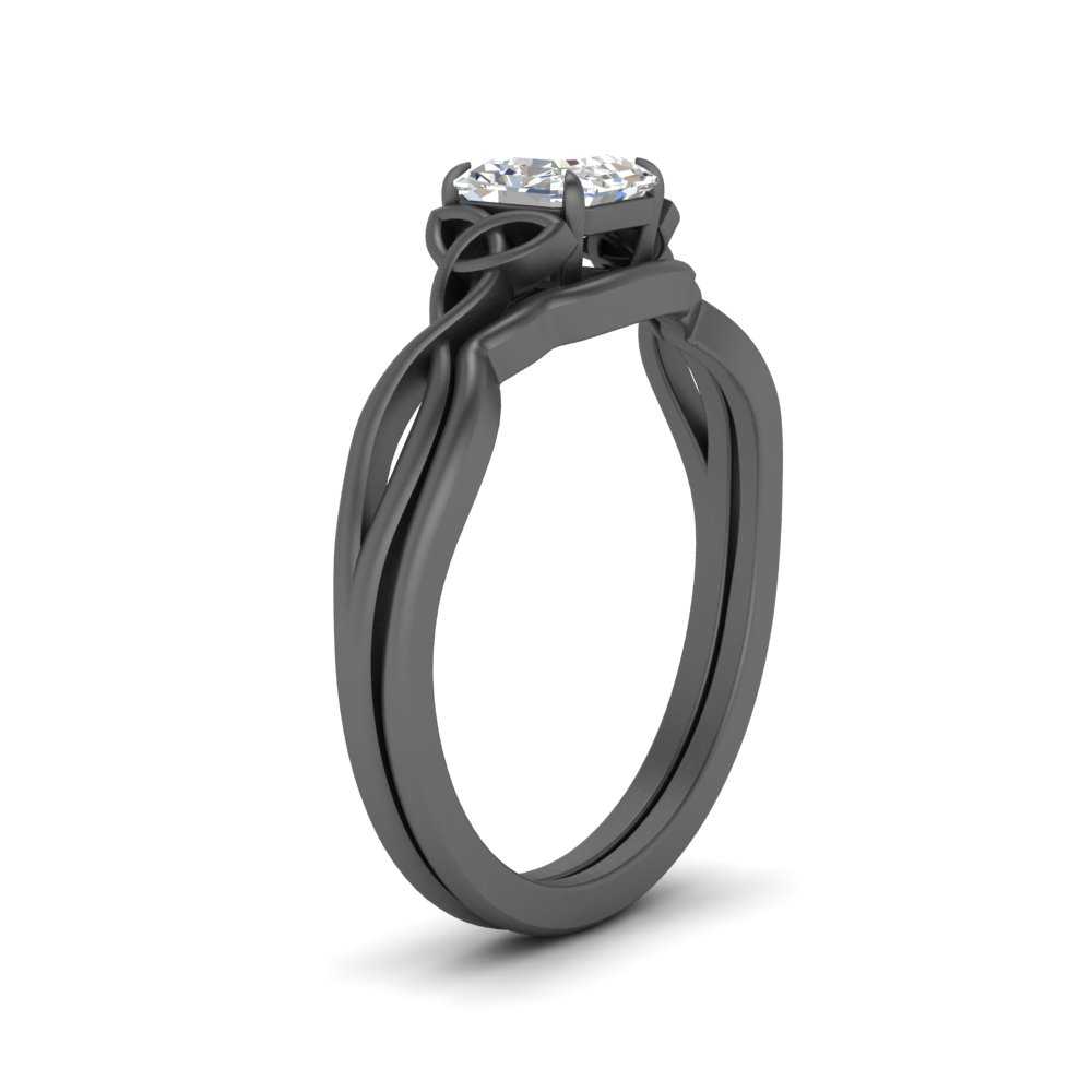 Asscher Cut Diamond Celtic Knot Ring Set