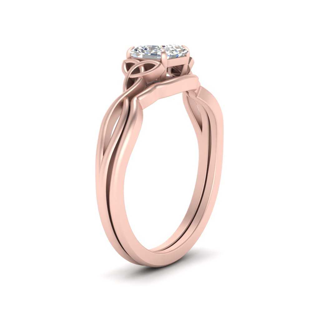 Asscher Cut Diamond Celtic Knot Ring Set