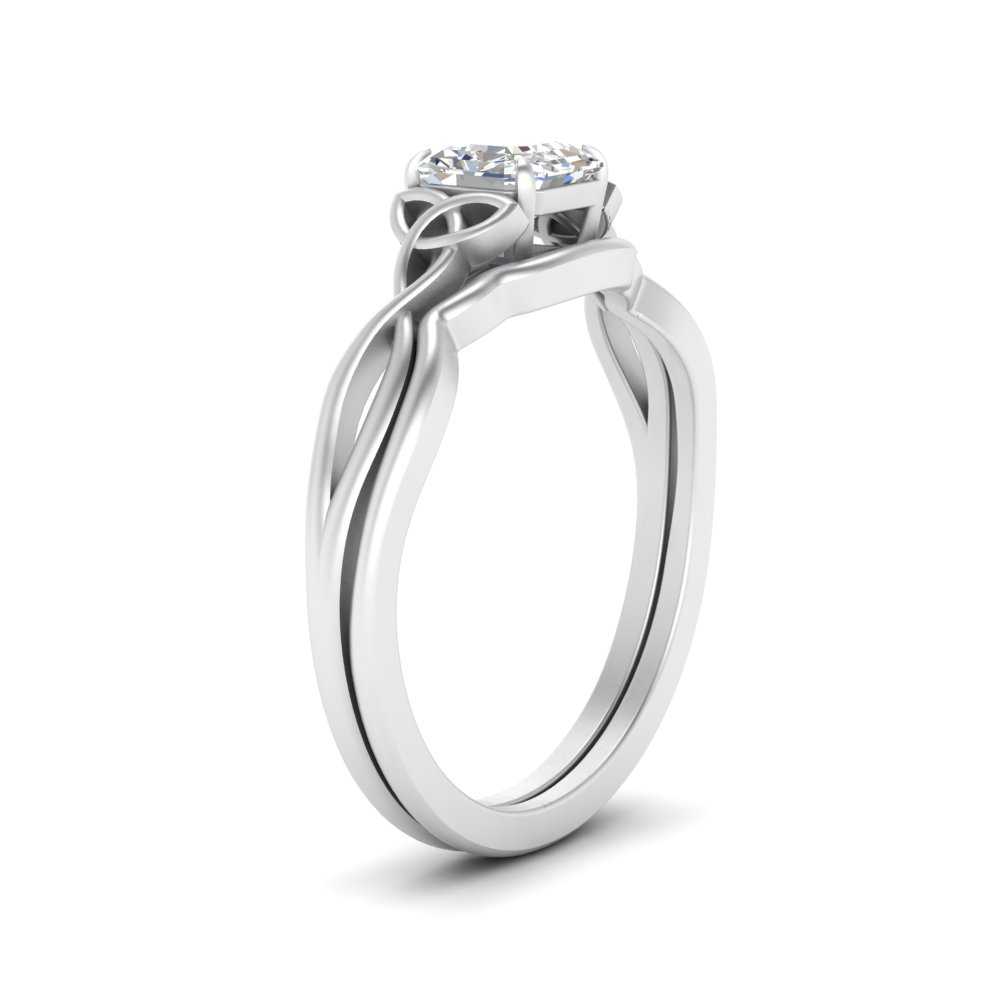 Asscher Cut Diamond Celtic Knot Ring Set