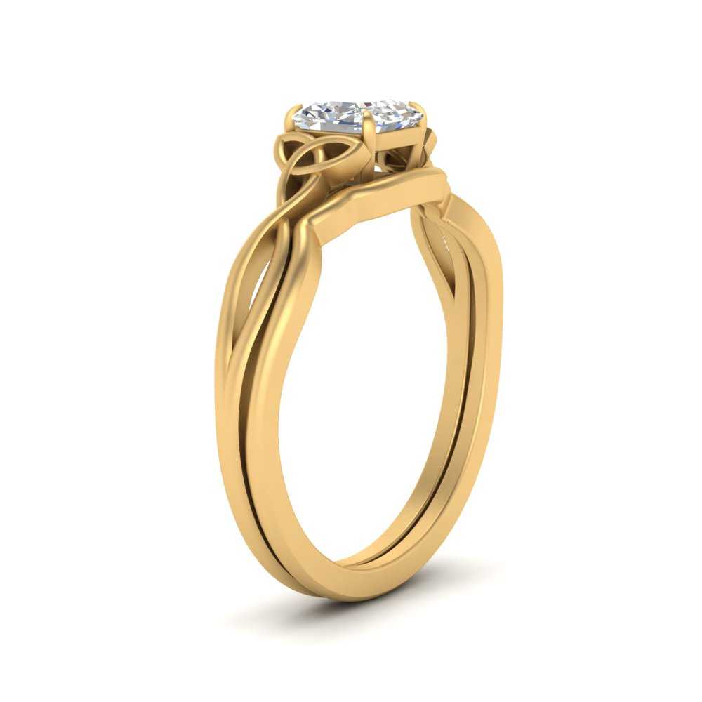 Asscher Cut Diamond Celtic Knot Ring Set