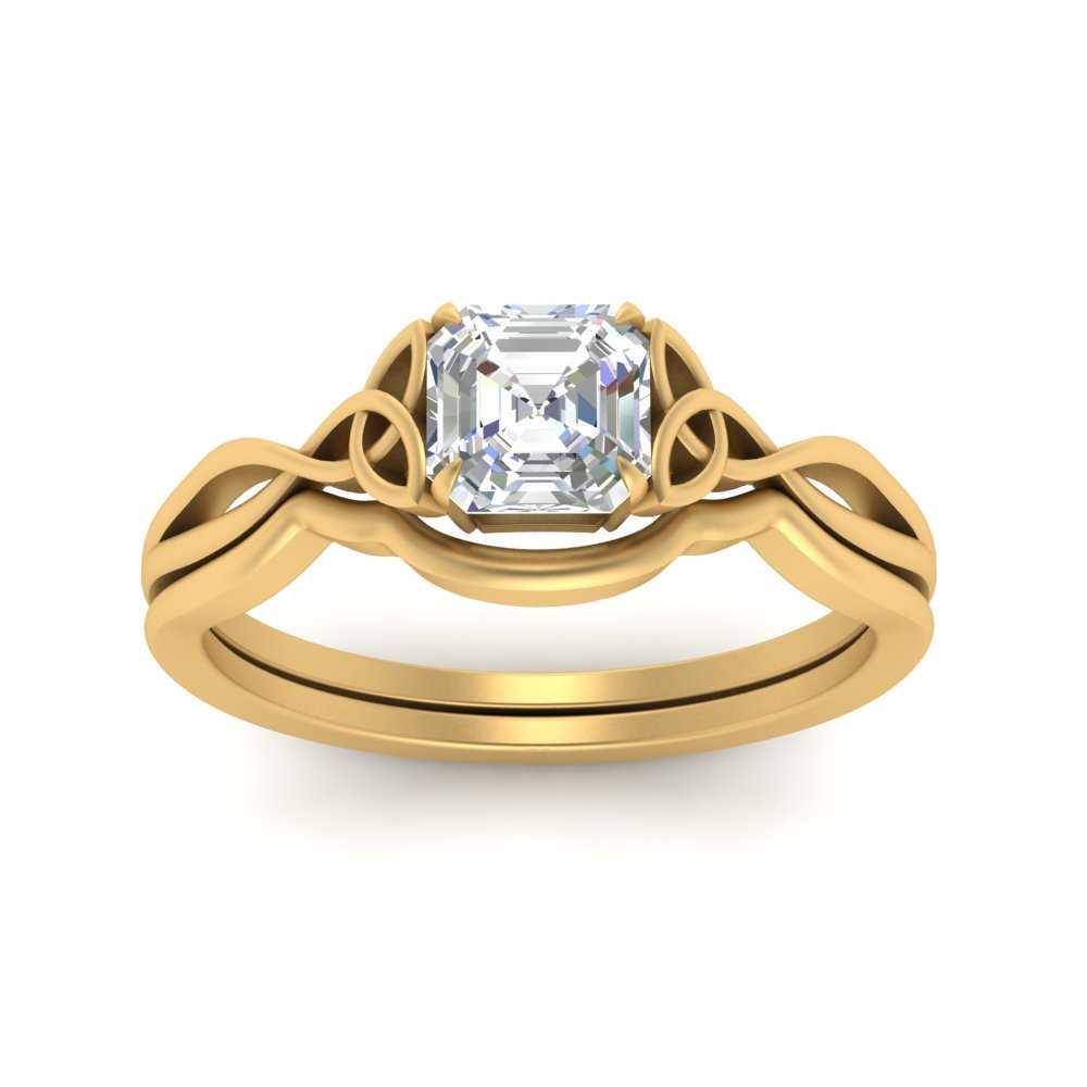 Asscher Cut Diamond Celtic Knot Ring Set