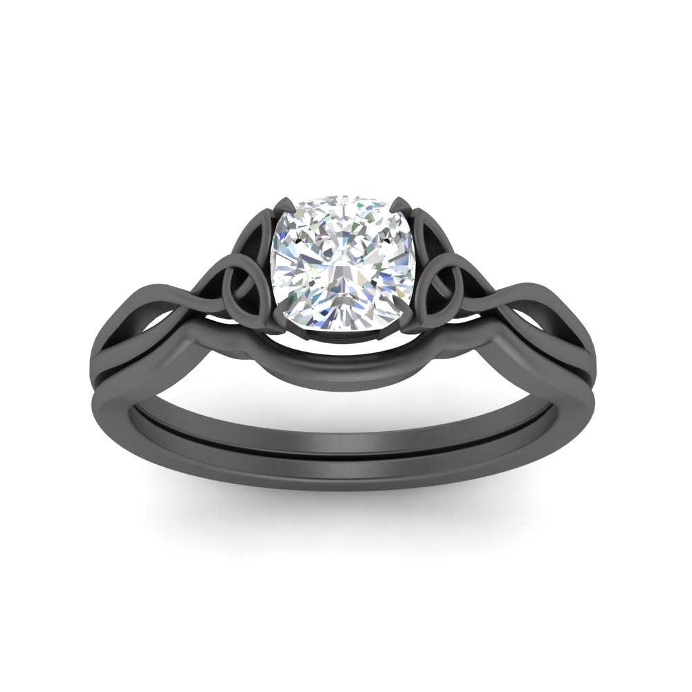 Celtic Style Cushion Cut Diamond Wedding Set