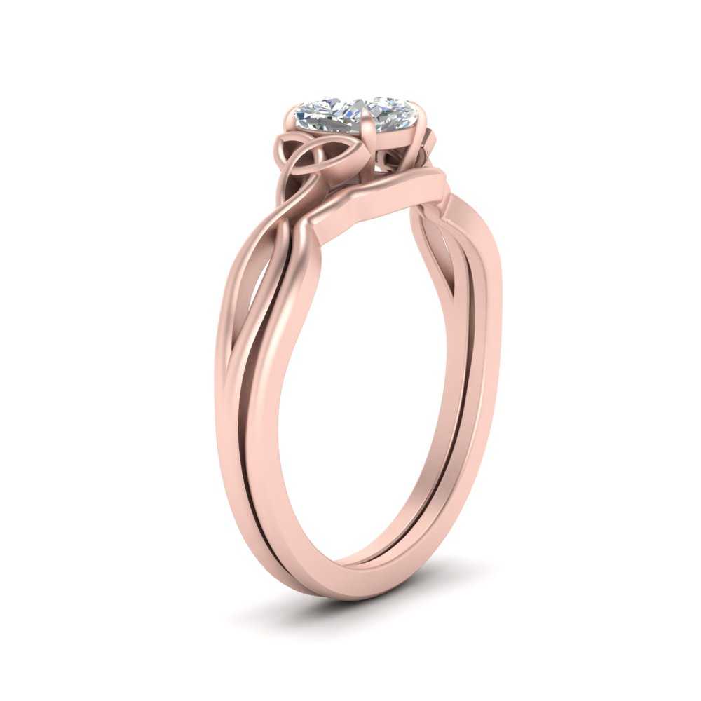 Celtic Style Cushion Cut Diamond Wedding Set