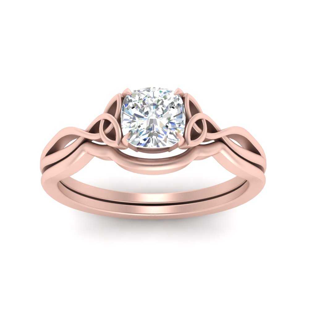 Celtic Style Cushion Cut Diamond Wedding Set