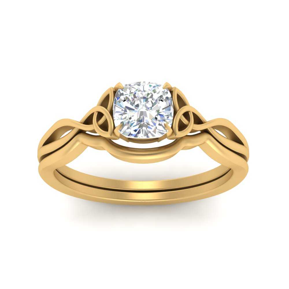 Celtic Style Cushion Cut Diamond Wedding Set