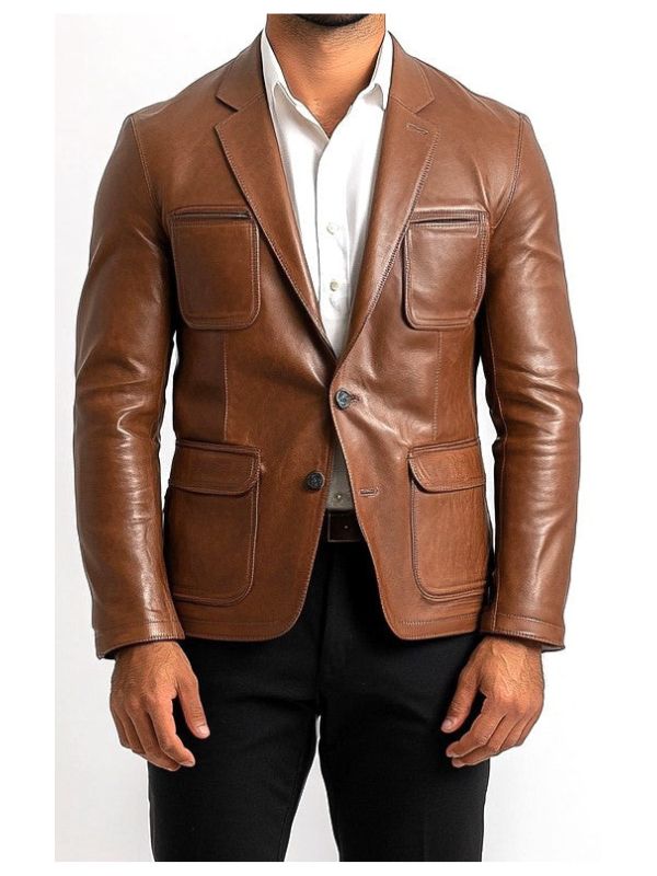 Jack Brown Premium Leather Blazer – Leather Jacket for Men