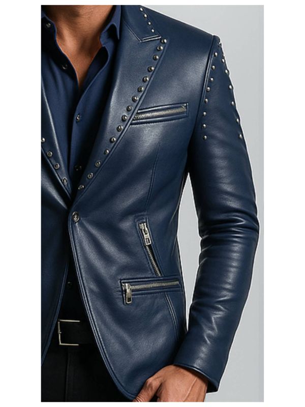 Jack Blue Leather Blazer – Men’s Premium Blue Leather Jacket