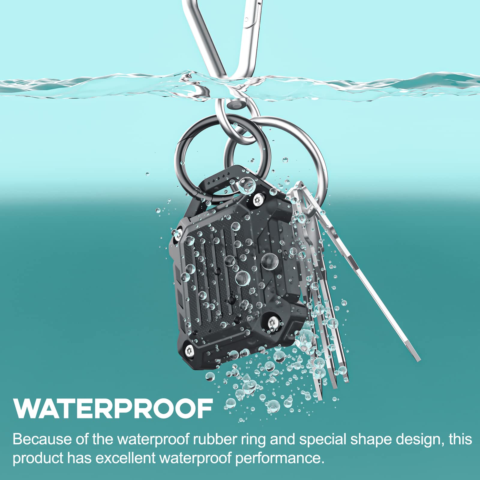 Jeanue Waterproof AirTag Holder Keychain Case Orange & Black 2 Pack Screw Closed - Overture Gifts