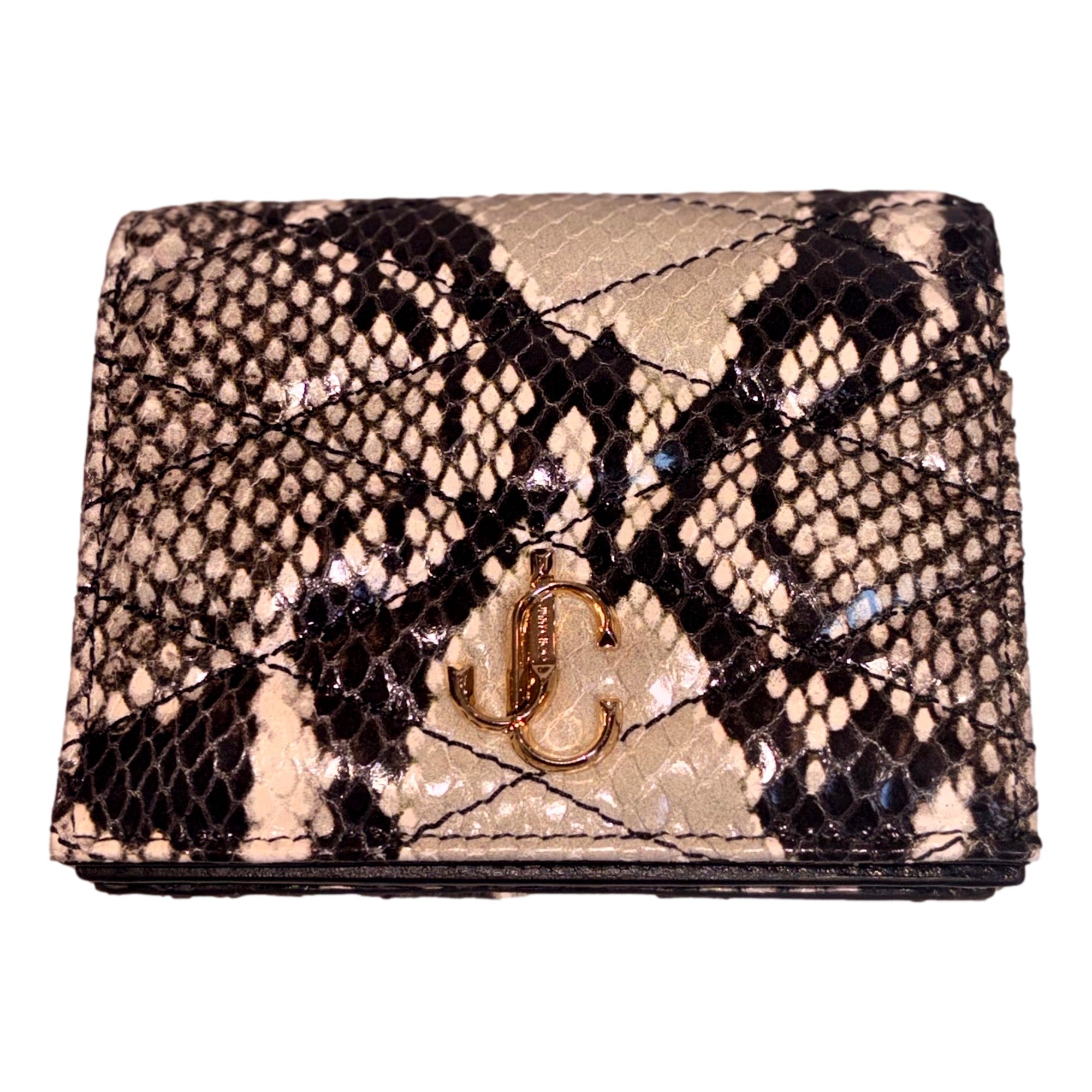 Jimmy Choo Farone Snake Print Leather Card Case Wallet