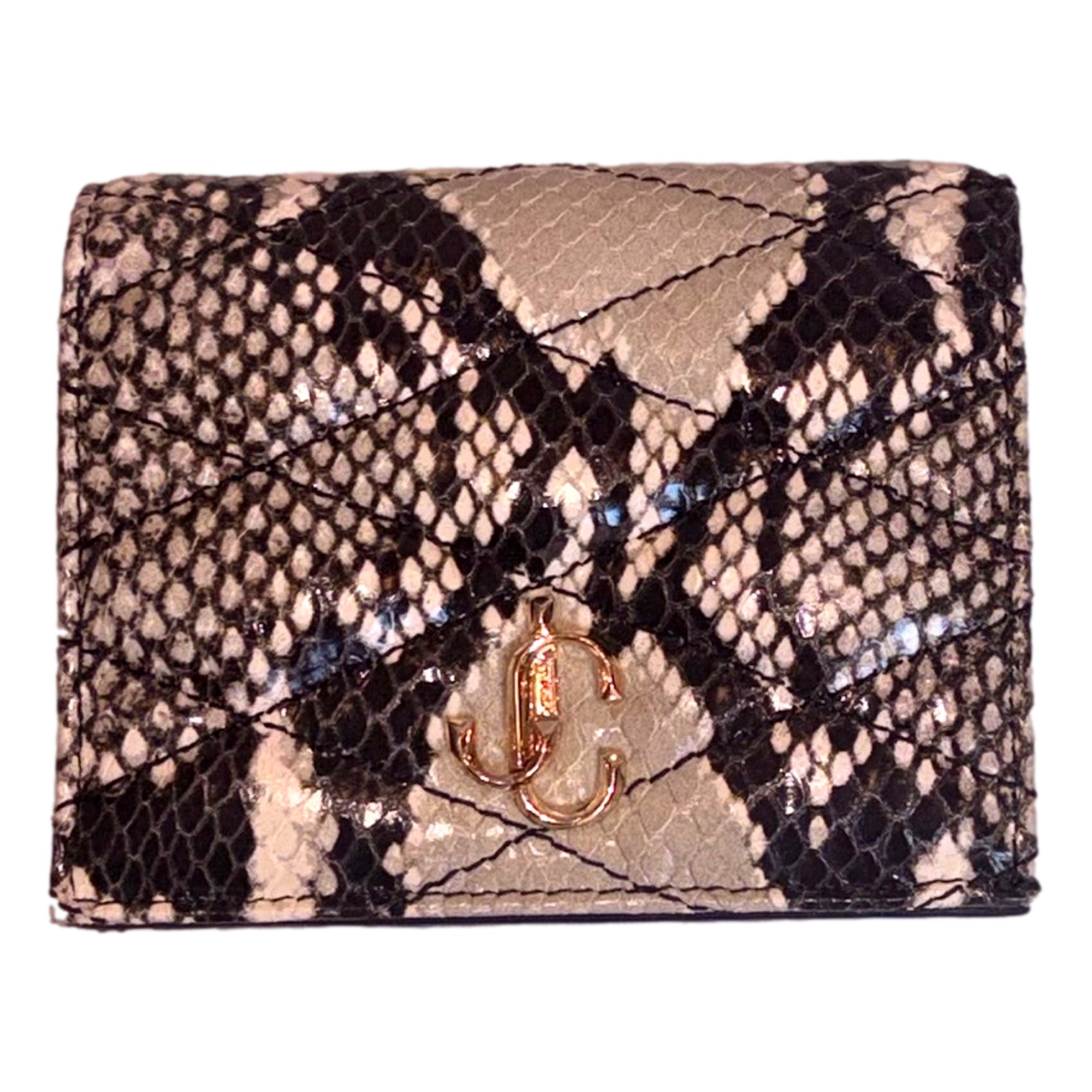 Jimmy Choo Farone Snake Print Leather Card Case Wallet