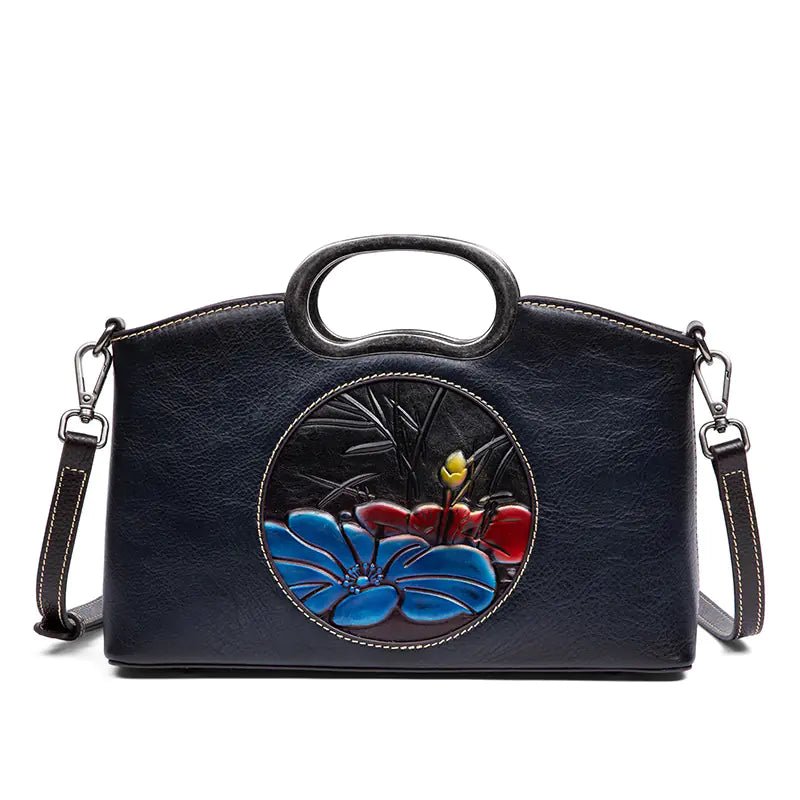 Johnature Vintage Embossed Genuine Leather Handbag - Overture Gifts