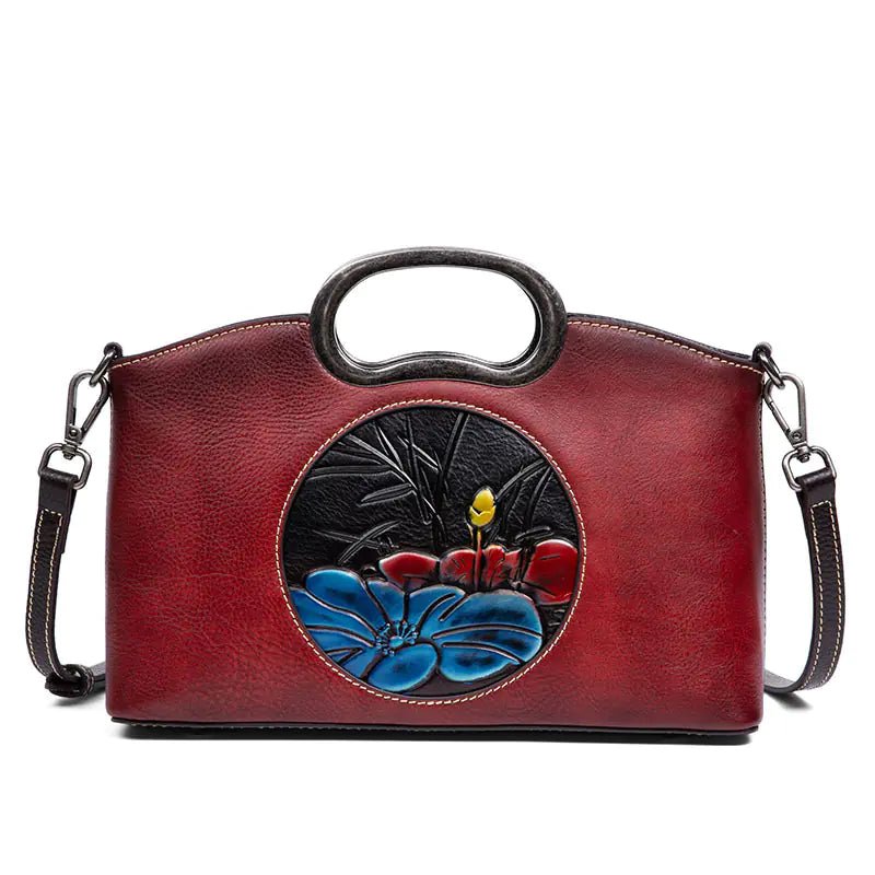 Johnature Vintage Embossed Genuine Leather Handbag - Overture Gifts