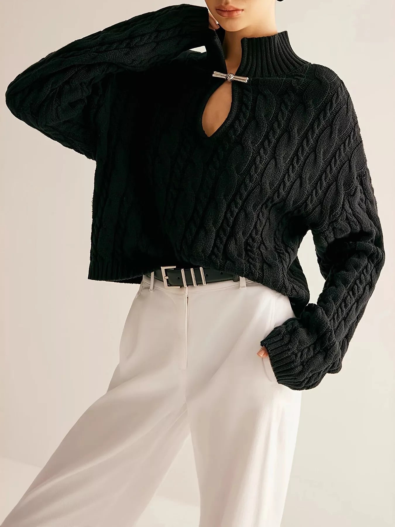 Keyhole Cable-Knit Sweater - Overture Gifts