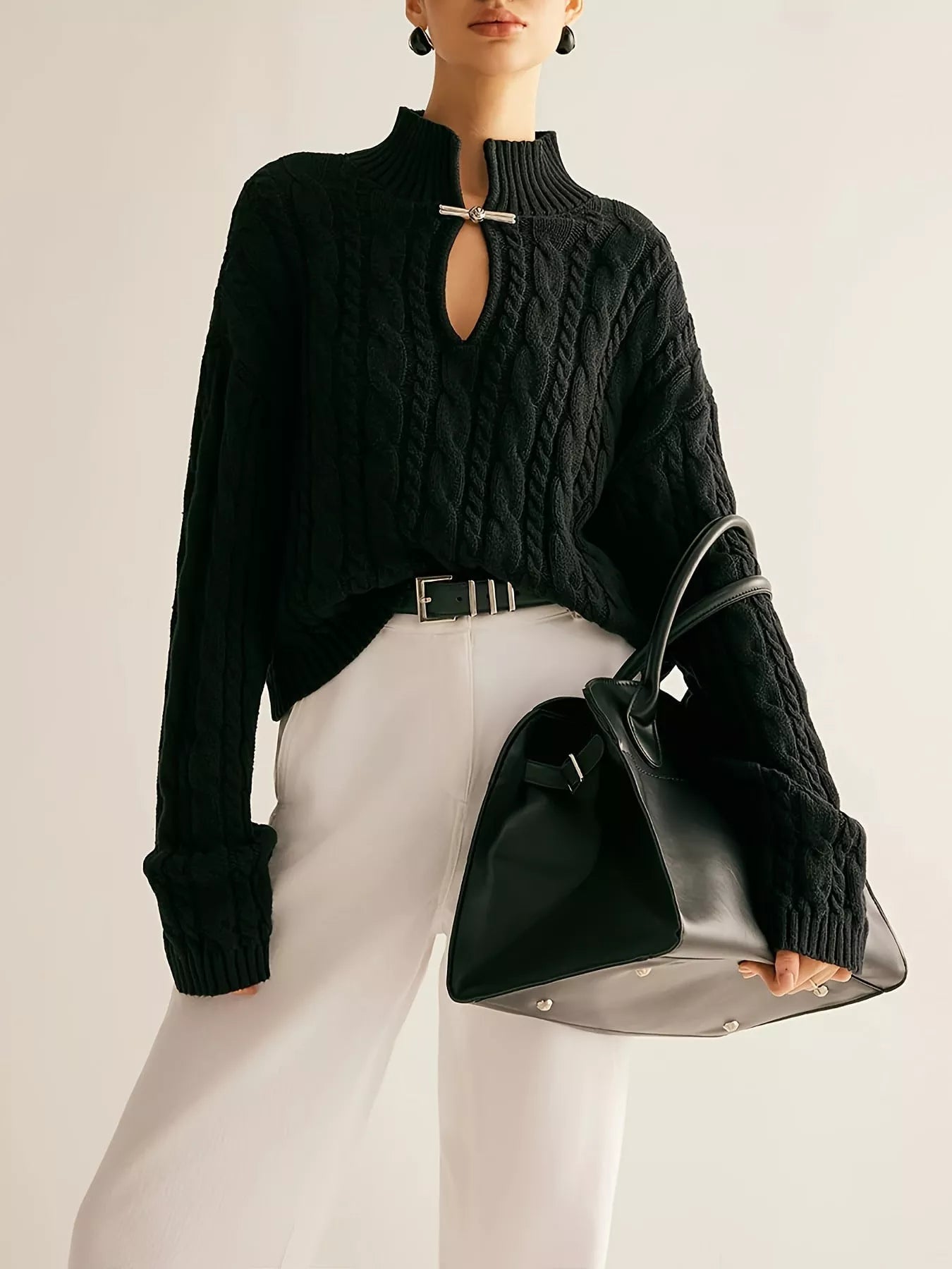 Keyhole Cable-Knit Sweater - Overture Gifts