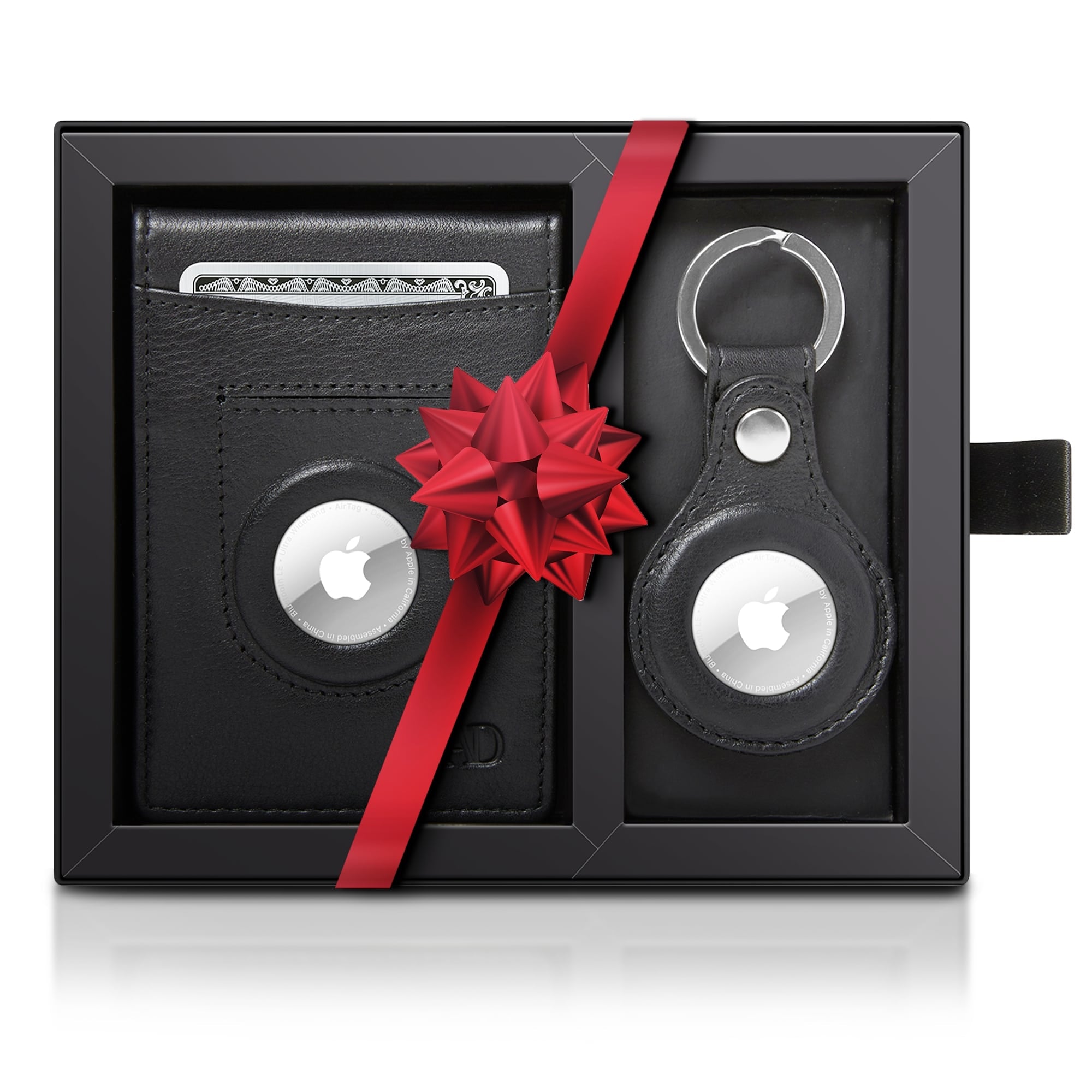Leather Money Clip Wallet + AirTag Keychain Gift Set – RFID Blocking - Overture Gifts