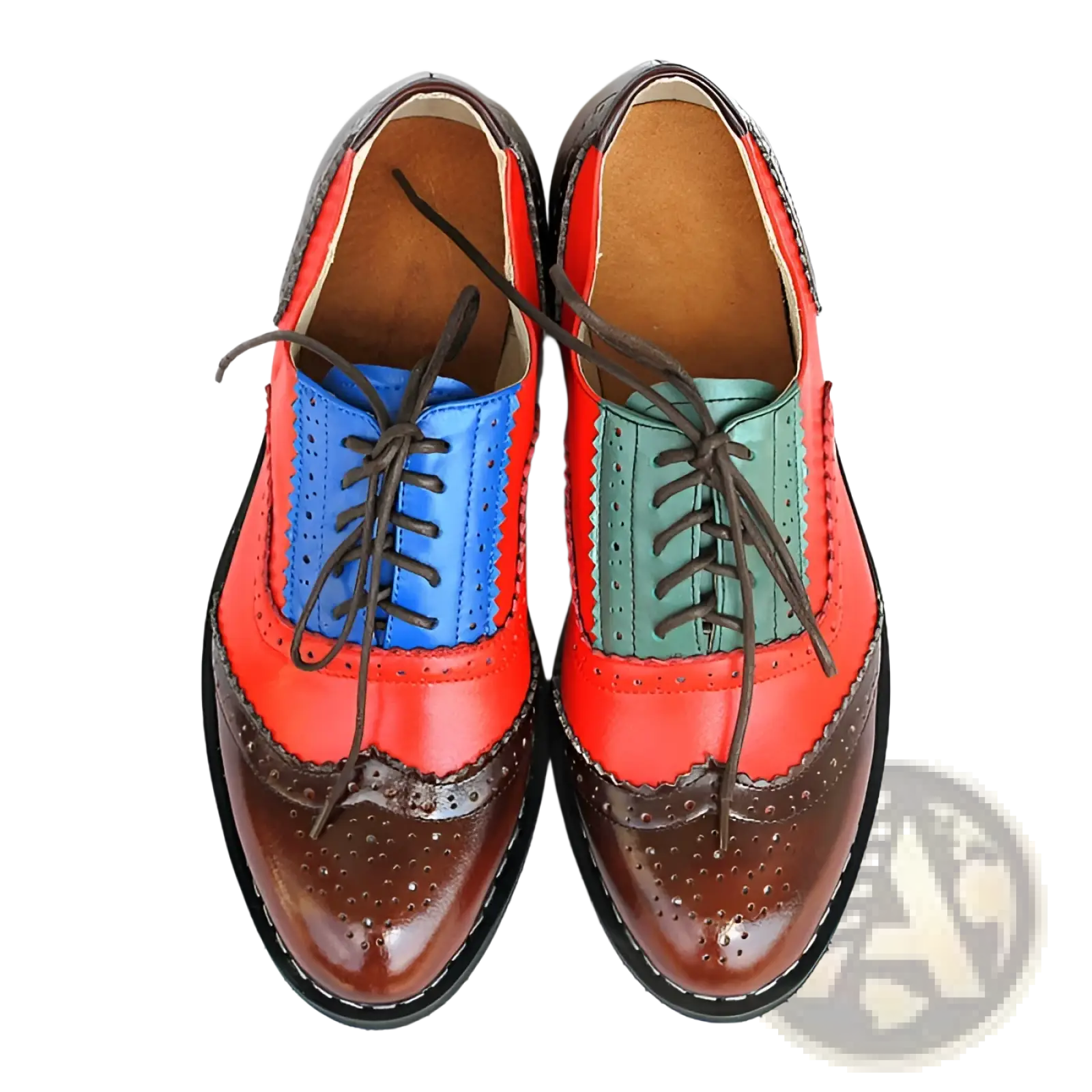 Leather Oxford Brogue Shoes Women's Two Tone Flats