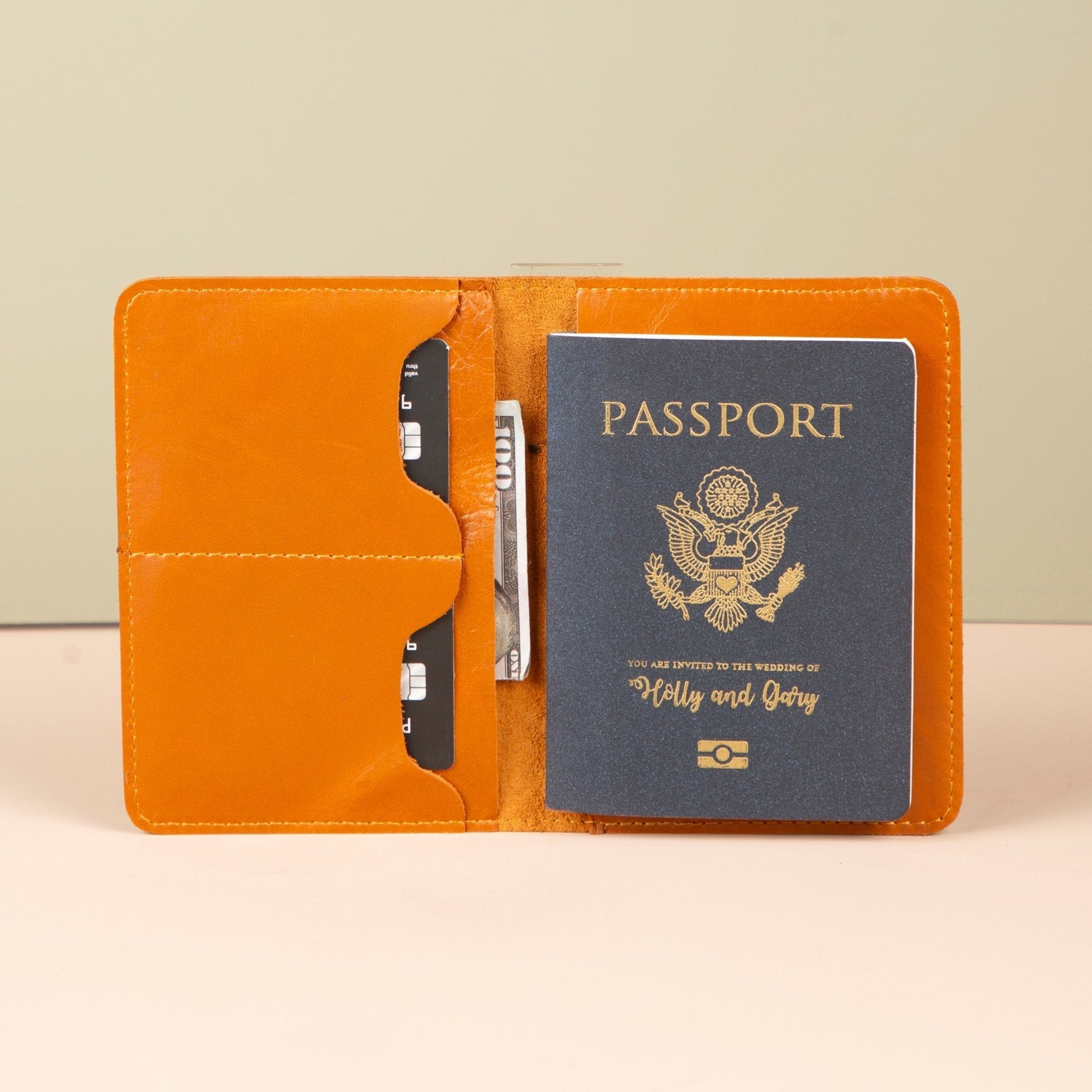 Leather Passport Holder - Orange Brown - Milan - Overture Gifts