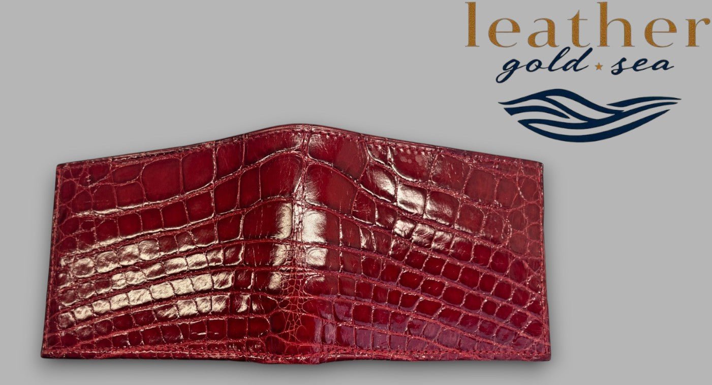 Leather Wallet – Green & Brown | Italian Leather Wallet | Alligator Design - Overture Gifts